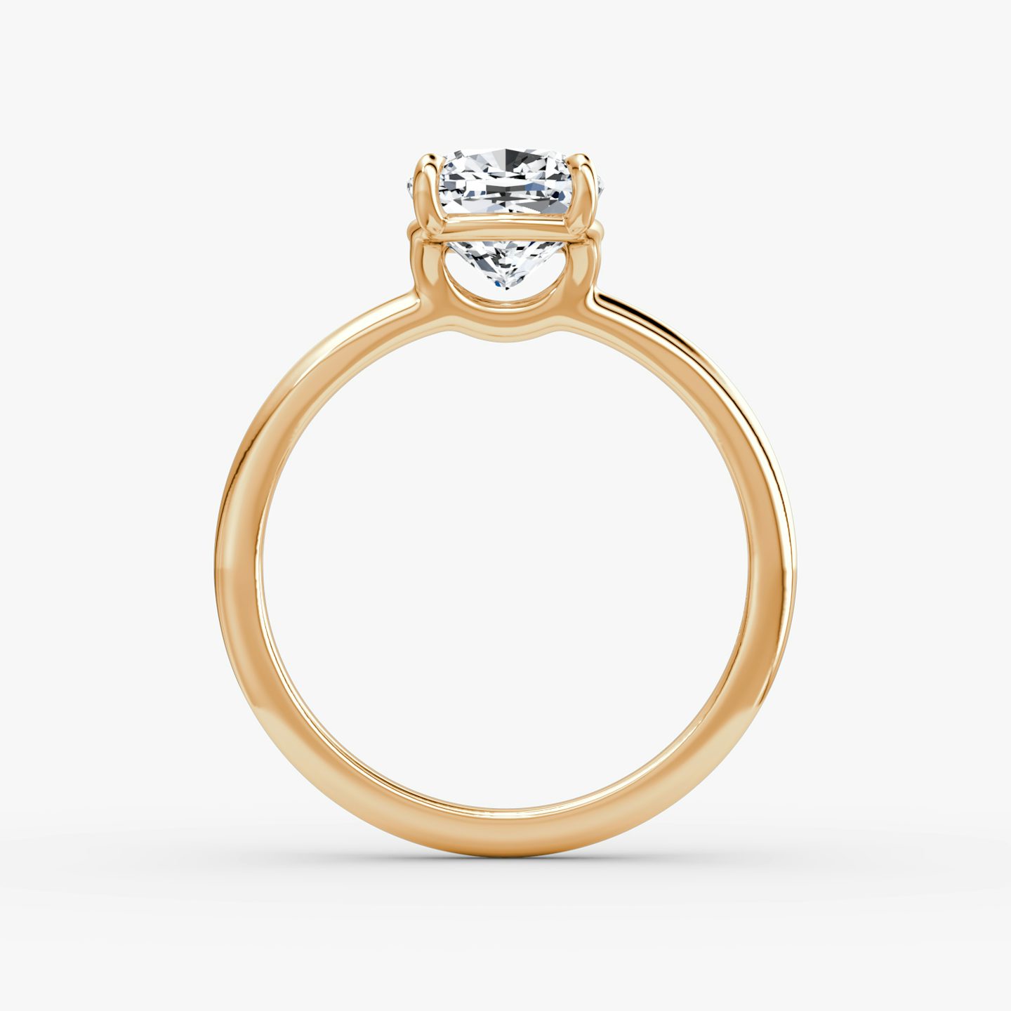 Bague de fiançailles Signature  | Coussin | 14k | Or rose | bandAccent: Simple | bandWidth: standard | hiddenHalo: no | diamondOrientation: vertical | caratWeight: other
