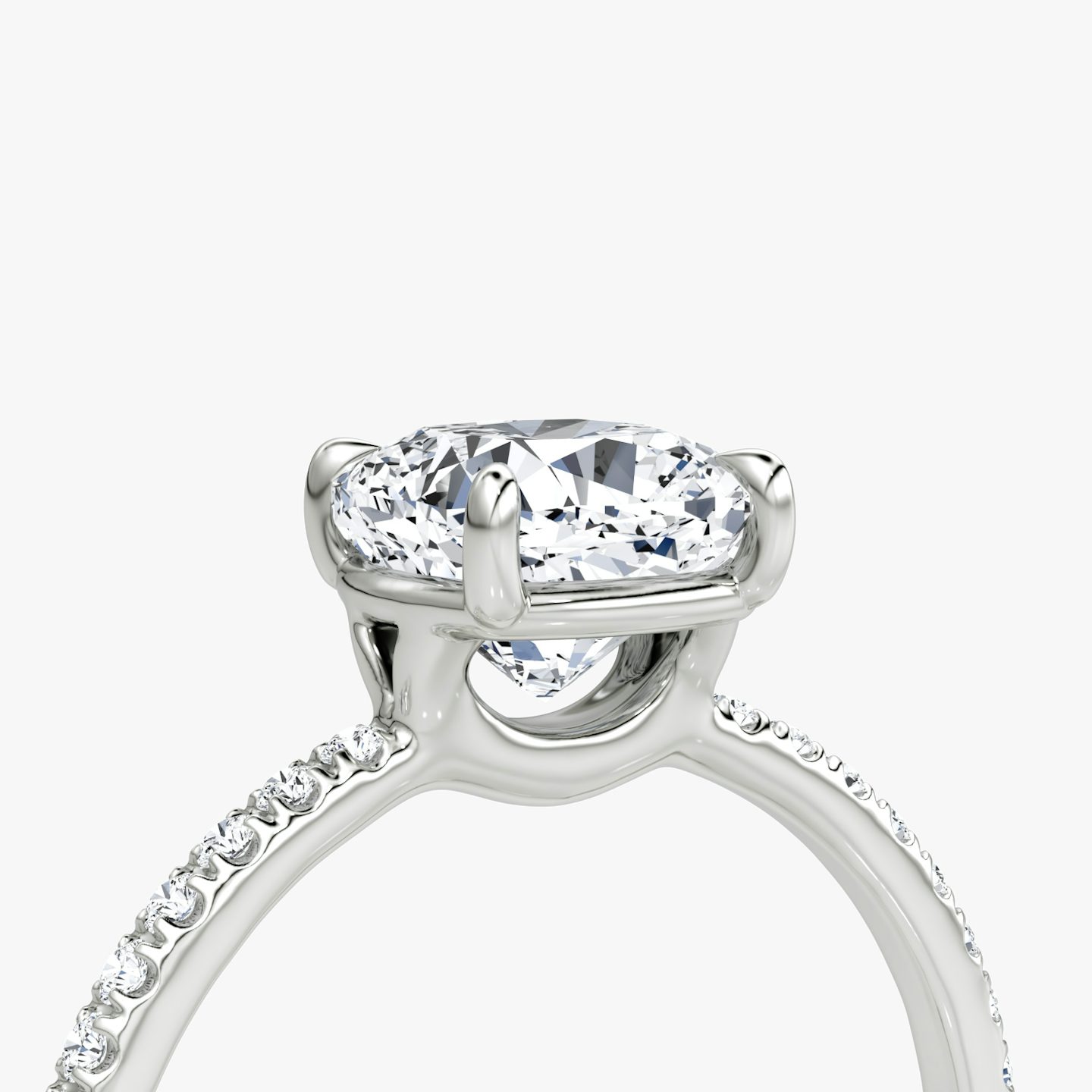 The Signature | Cushion | 18k | White Gold | bandAccent: Pavé | bandWidth: standard | hiddenHalo: no | diamondOrientation: vertical | caratWeight: other