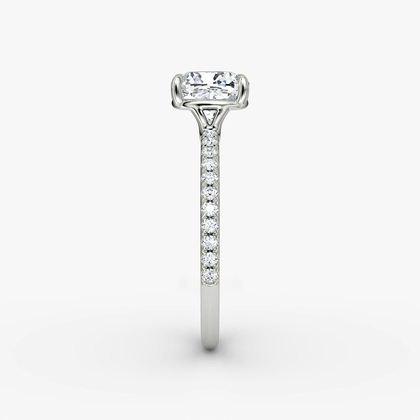 The Signature | Cushion | 18k | White Gold | bandAccent: Pavé | bandWidth: standard | hiddenHalo: no | diamondOrientation: vertical | caratWeight: other