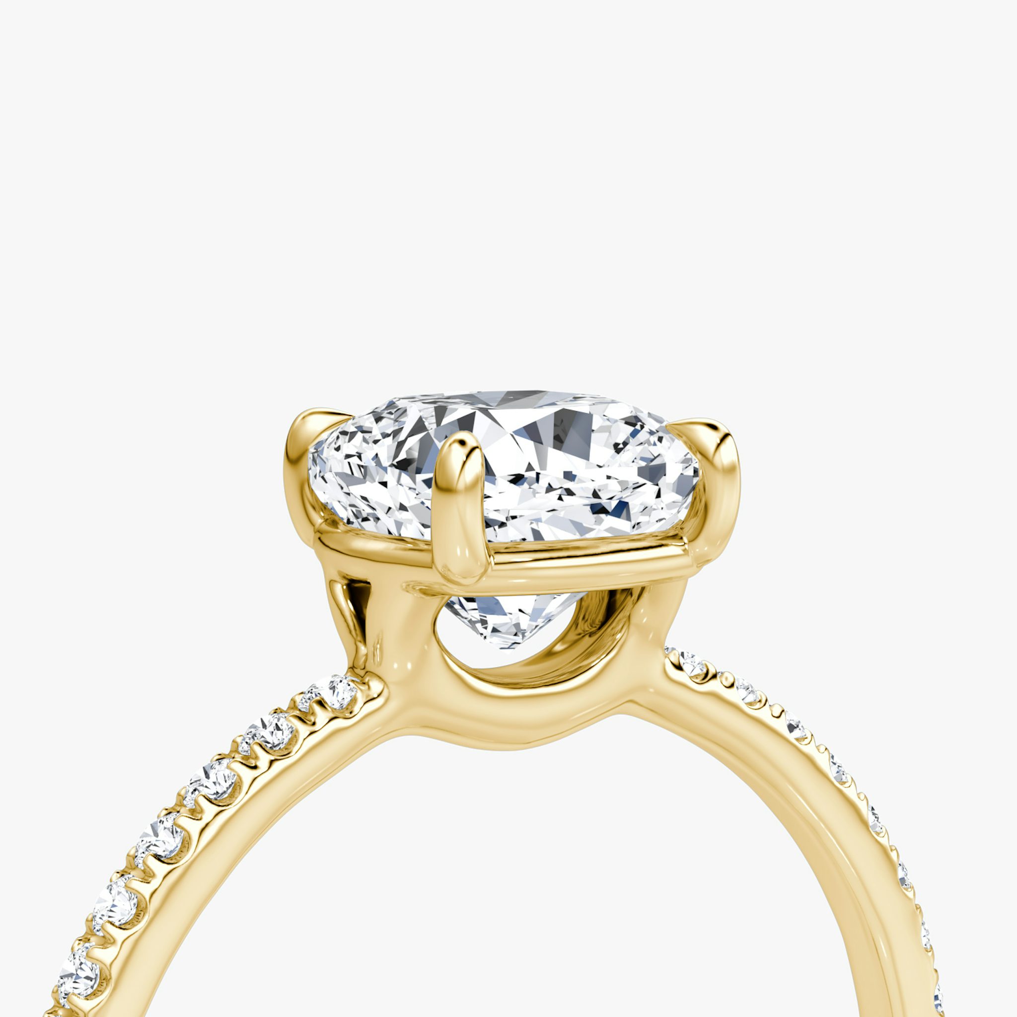 The Signature | Cushion | 18k | Yellow Gold | bandAccent: Pavé | bandWidth: standard | hiddenHalo: no | diamondOrientation: vertical | caratWeight: other