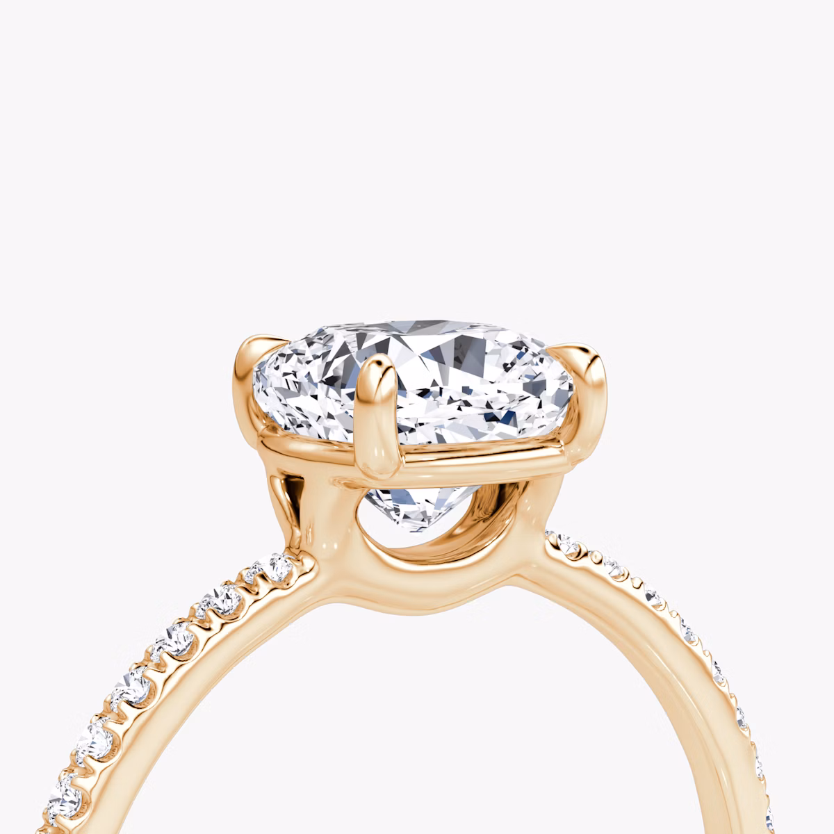 The Signature | Cushion | 14k | Rose Gold | bandAccent: Pavé | bandWidth: standard | hiddenHalo: no | diamondOrientation: vertical | caratWeight: other
