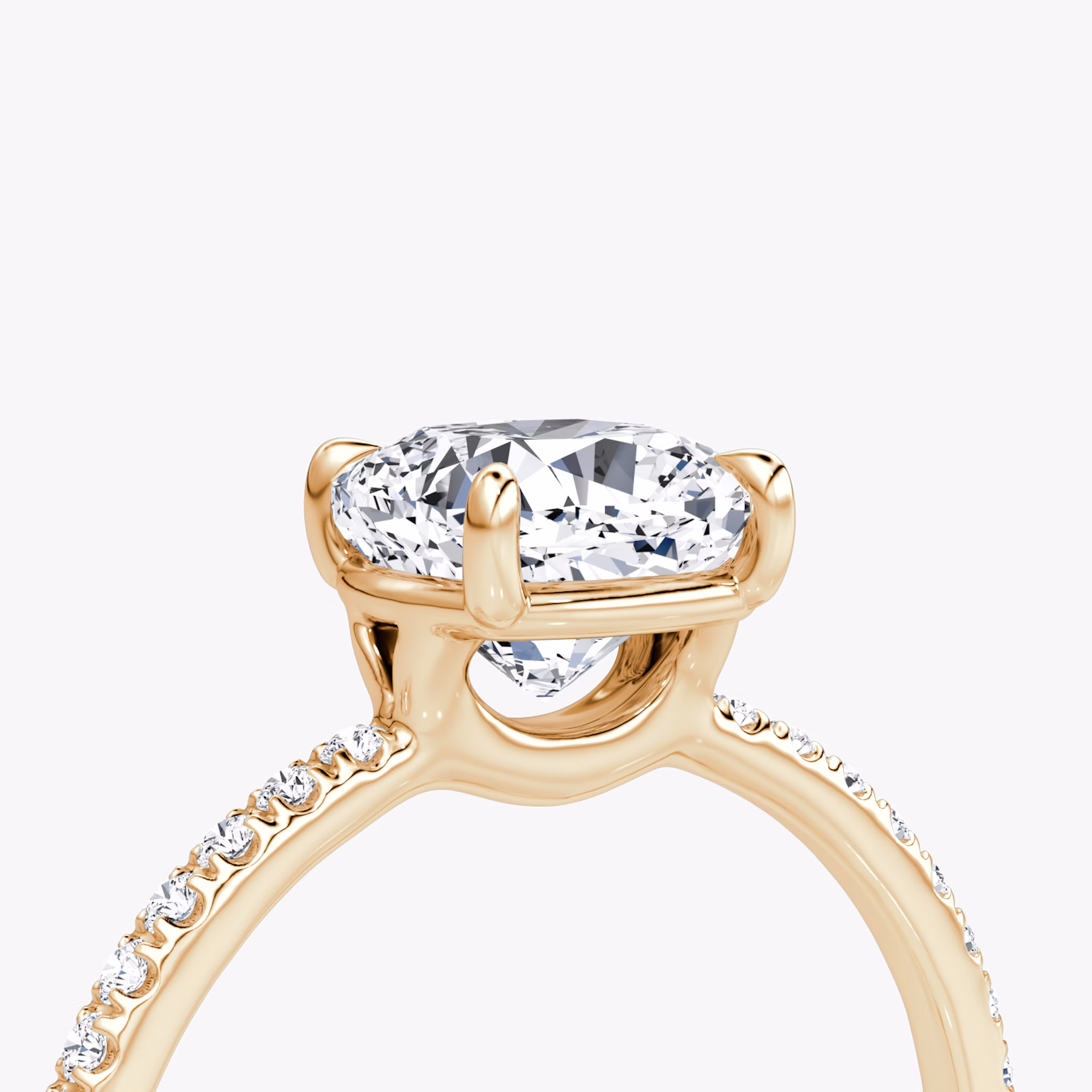 The Signature | Cushion | 14k | Rose Gold | bandAccent: Pavé | bandWidth: standard | hiddenHalo: no | diamondOrientation: horizontal | caratWeight: other