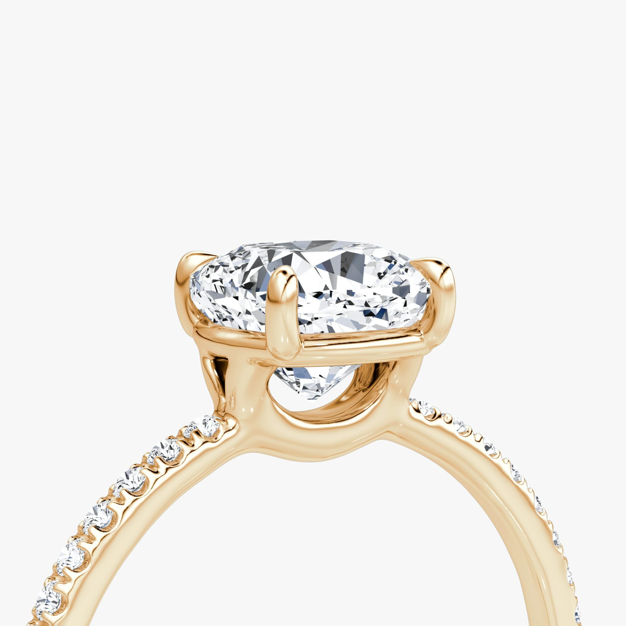 The Signature | Cushion | 14k | Rose Gold | bandAccent: Pavé | bandWidth: standard | hiddenHalo: no | diamondOrientation: horizontal | caratWeight: other