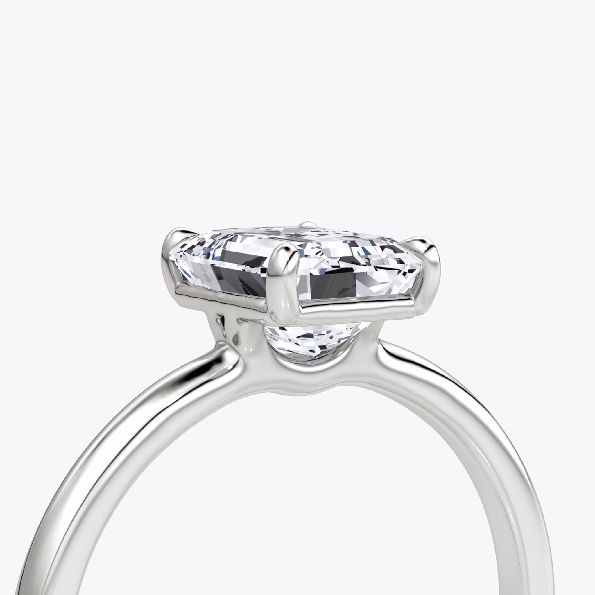 The Signature | Emerald | 18k | White Gold | bandAccent: Plain | bandWidth: standard | hiddenHalo: no | diamondOrientation: vertical | caratWeight: other