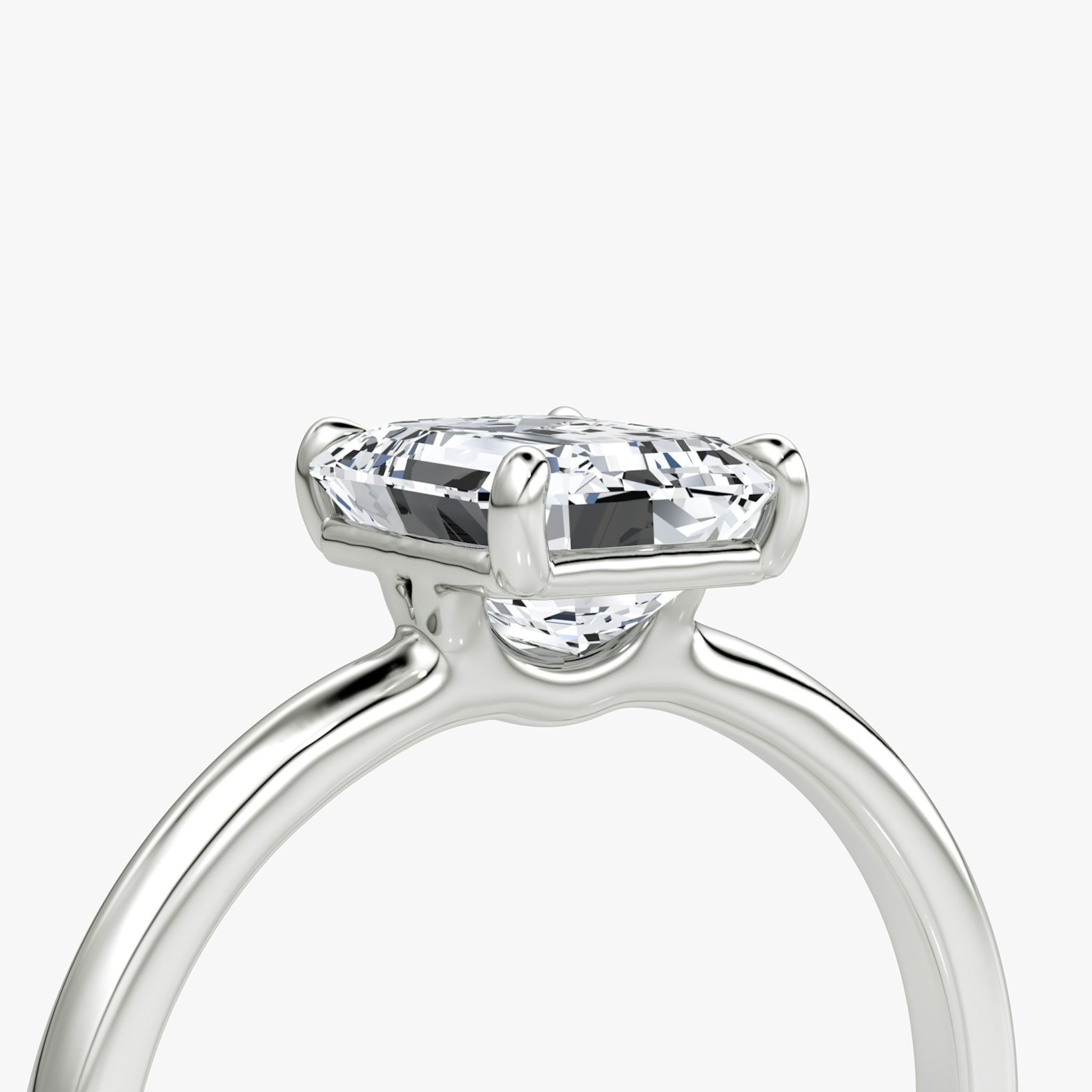 The Signature | Emerald | 18k | White Gold | bandAccent: Plain | bandWidth: standard | hiddenHalo: no | diamondOrientation: vertical | caratWeight: other