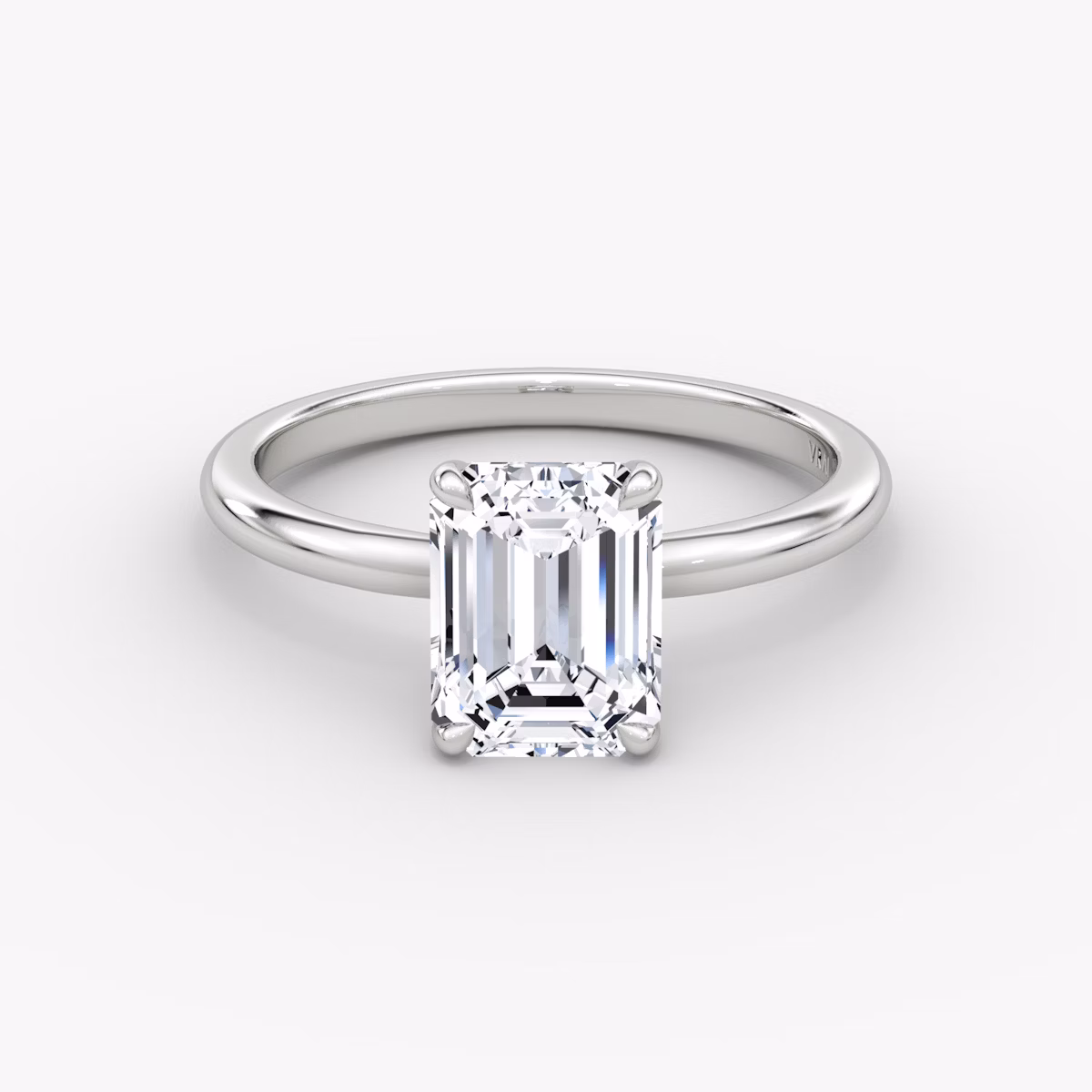 The Signature | Emerald | Platinum | bandAccent: Plain | bandWidth: standard | hiddenHalo: no | diamondOrientation: vertical | caratWeight: other