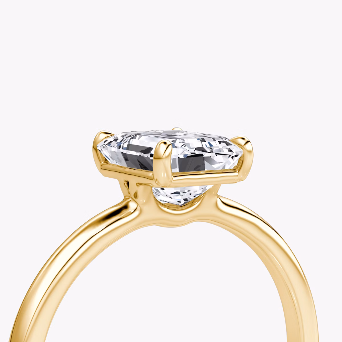 The Signature | Emerald | 18k | Yellow Gold | bandAccent: Plain | bandWidth: standard | hiddenHalo: no | diamondOrientation: vertical | caratWeight: other