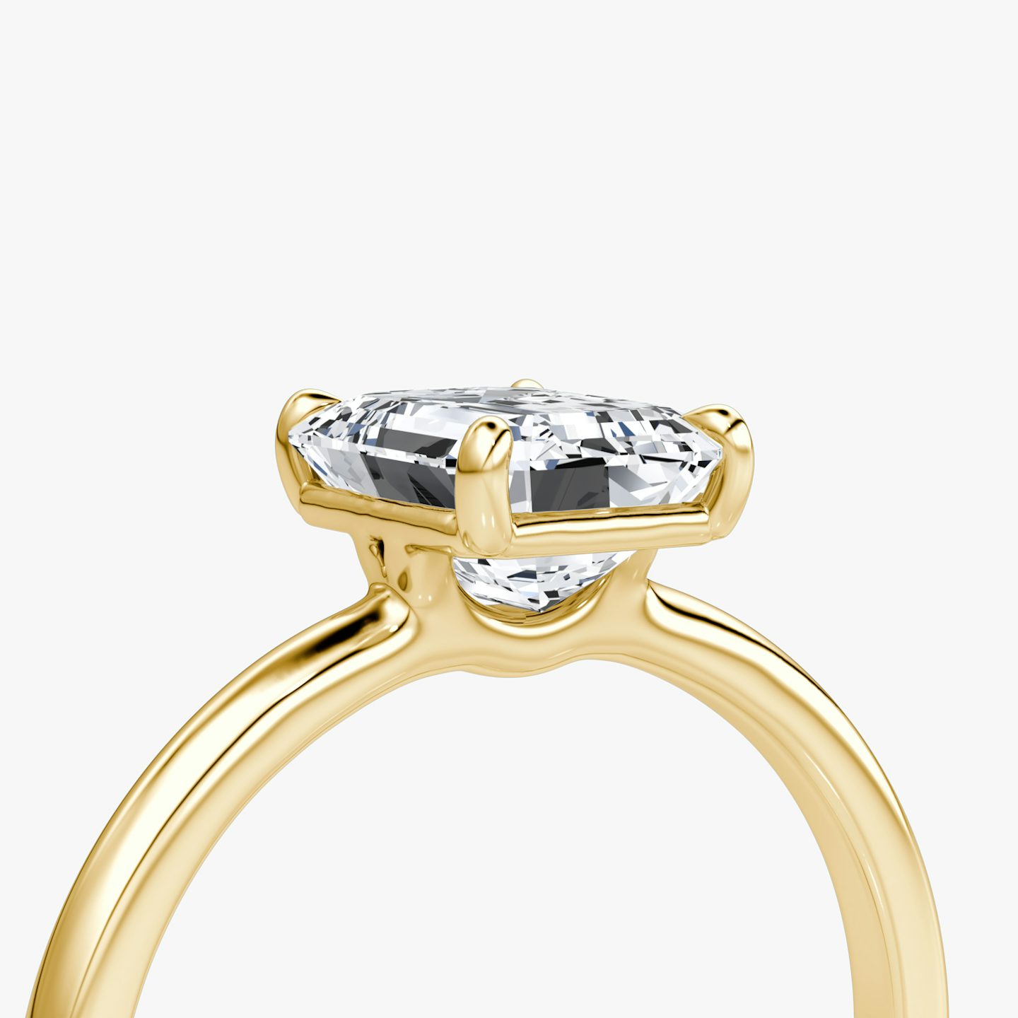 The Signature | Emerald | 18k | Yellow Gold | bandAccent: Plain | bandWidth: standard | hiddenHalo: no | diamondOrientation: vertical | caratWeight: other