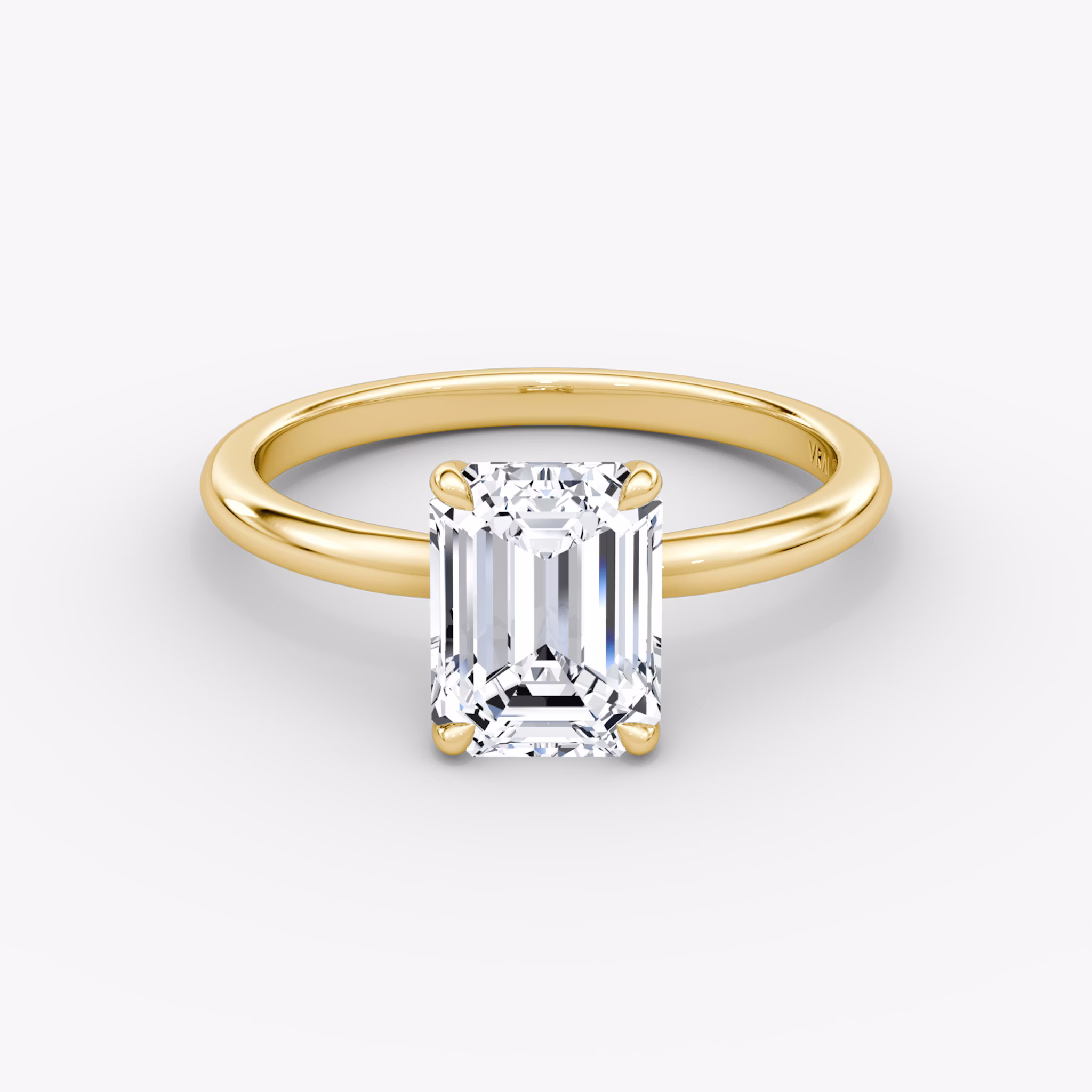The Signature | Emerald | 18k | Yellow Gold | bandAccent: Plain | bandWidth: standard | hiddenHalo: no | diamondOrientation: vertical | caratWeight: other