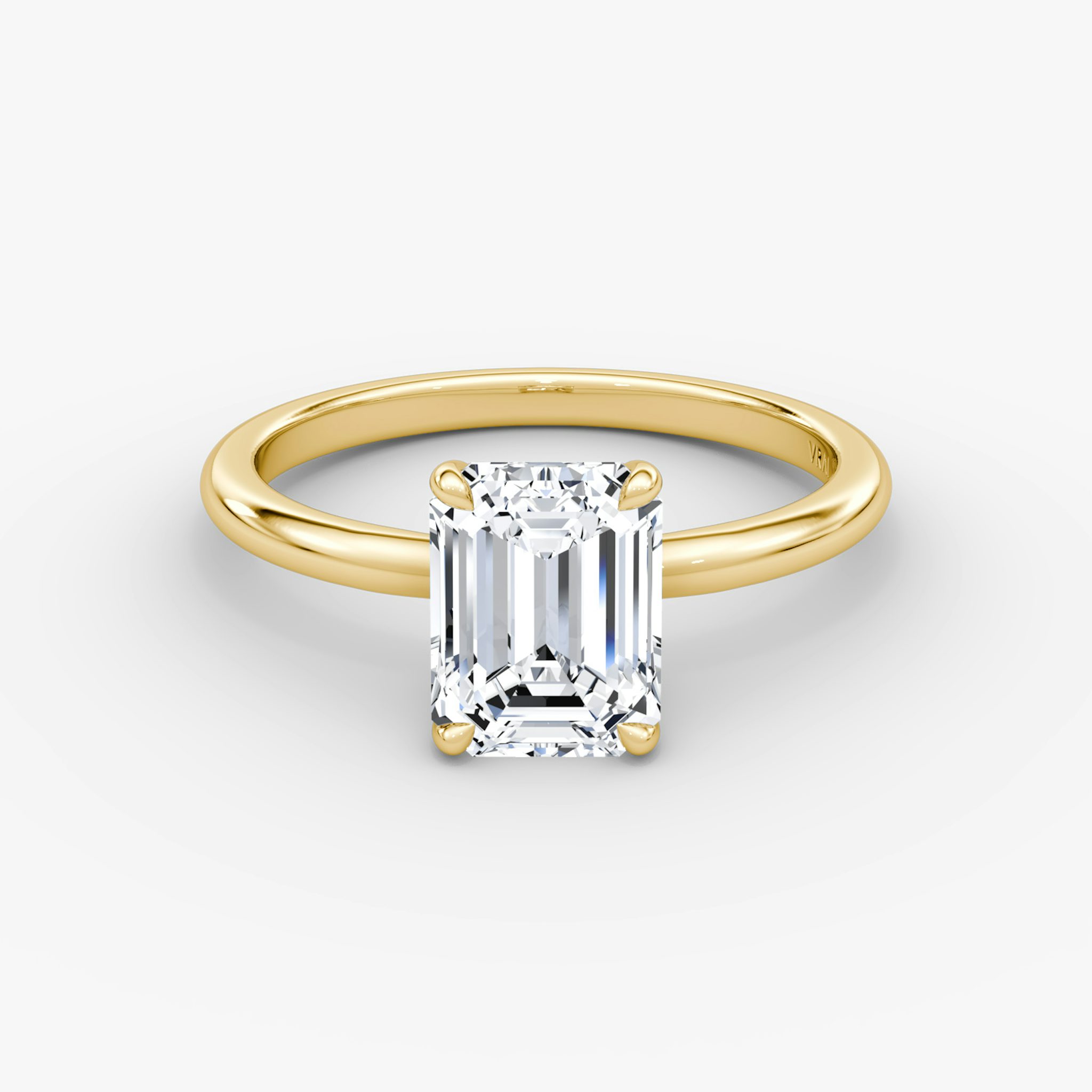 The Signature | Emerald | 18k | Yellow Gold | bandAccent: Plain | bandWidth: standard | hiddenHalo: no | diamondOrientation: vertical | caratWeight: other