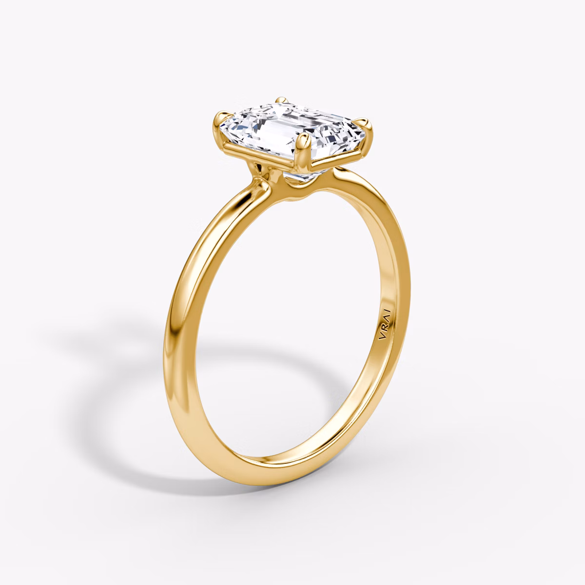 The Signature | Emerald | 18k | Yellow Gold | bandAccent: Plain | bandWidth: standard | hiddenHalo: no | diamondOrientation: vertical | caratWeight: other