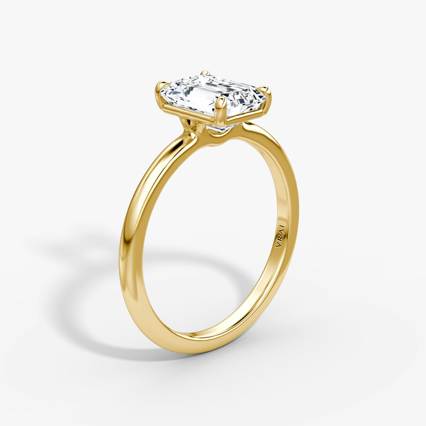 The Signature | Emerald | 18k | Yellow Gold | bandAccent: Plain | bandWidth: standard | hiddenHalo: no | diamondOrientation: vertical | caratWeight: other