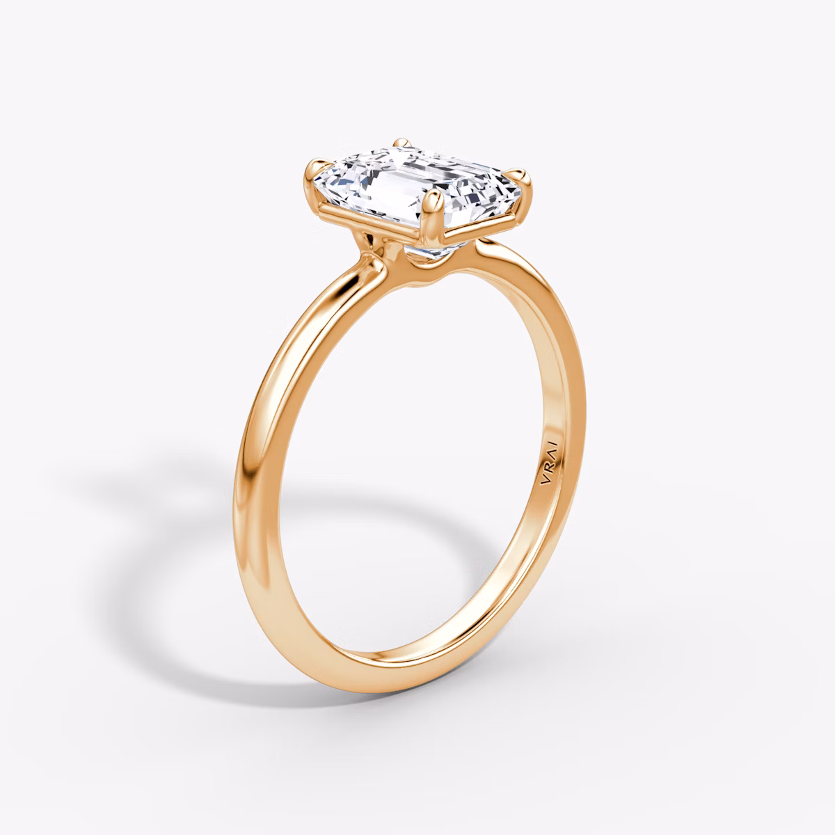 The Signature | Emerald | 14k | Rose Gold | bandAccent: Plain | bandWidth: standard | hiddenHalo: no | diamondOrientation: vertical | caratWeight: other
