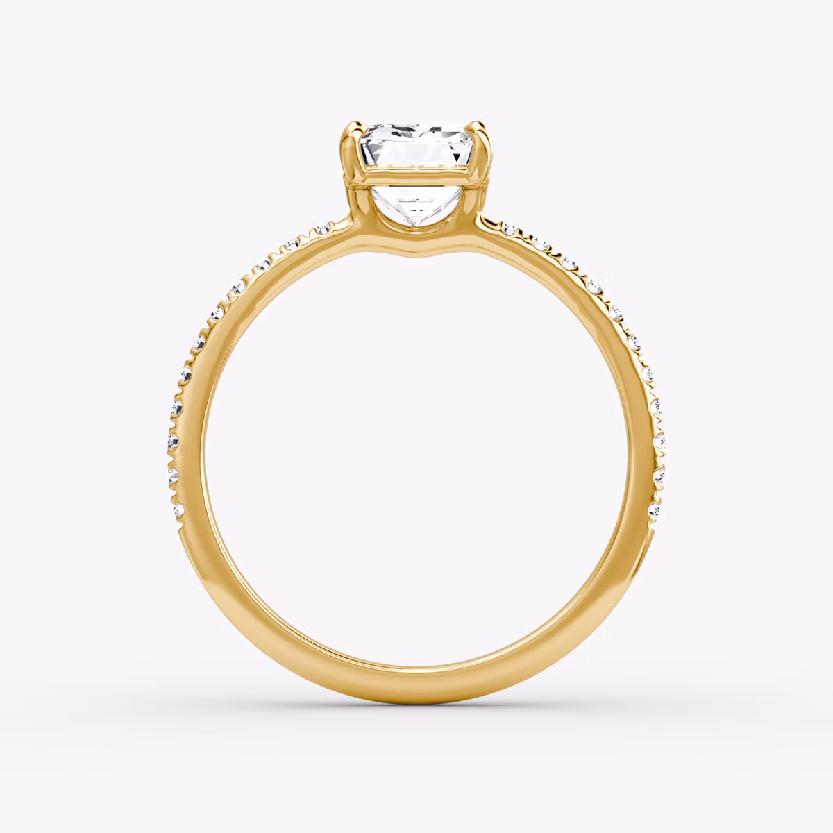 The Signature | Emerald | 18k | Yellow Gold | bandAccent: Pavé | bandWidth: standard | hiddenHalo: no | diamondOrientation: vertical | caratWeight: other