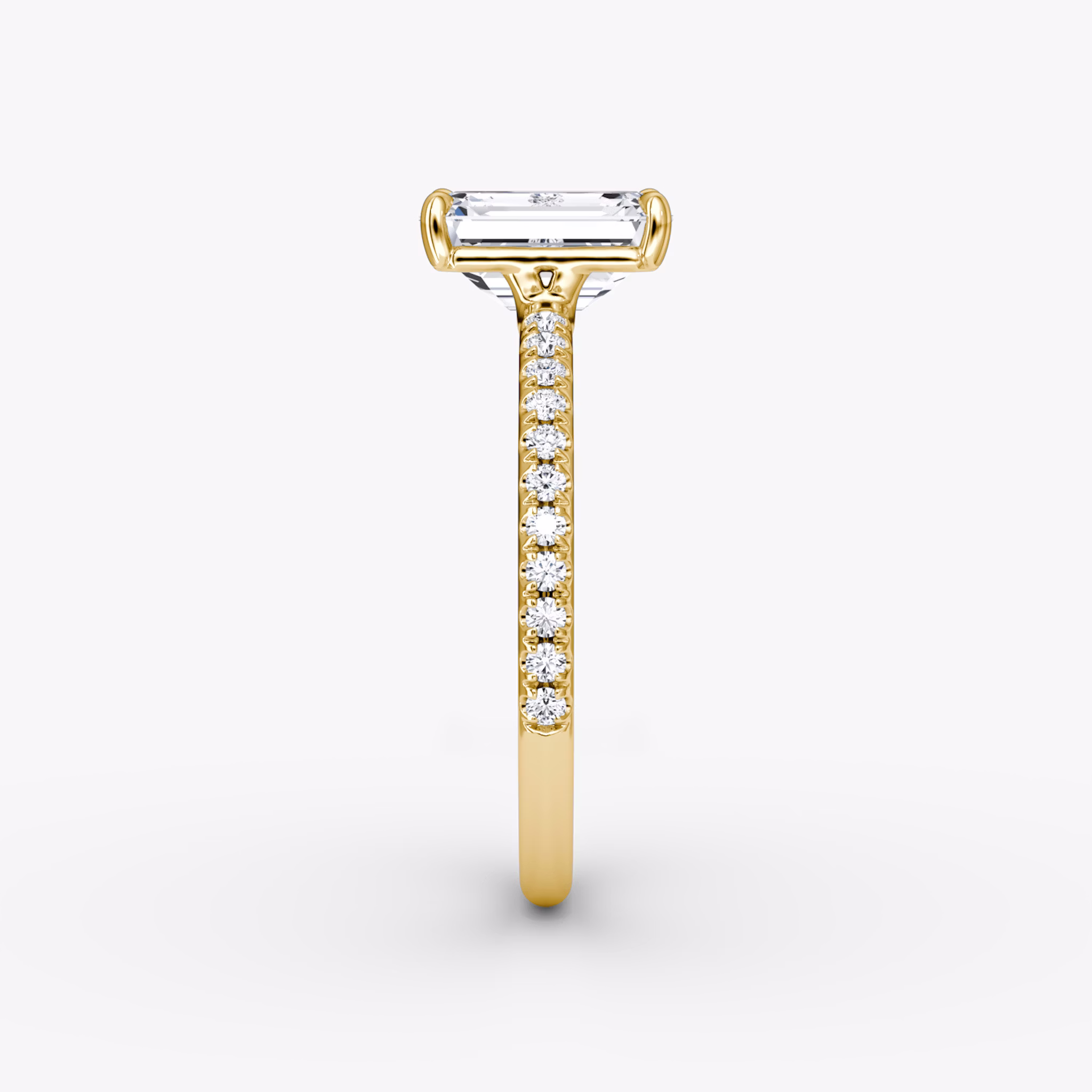 The Signature | Emerald | 18k | Yellow Gold | bandAccent: Pavé | bandWidth: standard | hiddenHalo: no | diamondOrientation: vertical | caratWeight: other