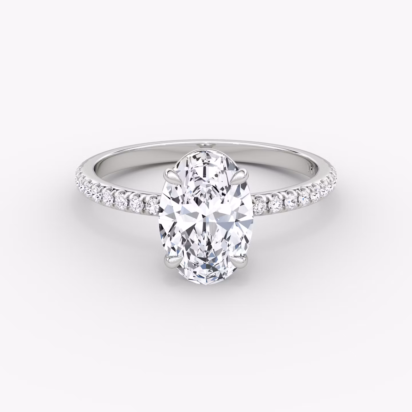 Anillo de compromiso Signature | Oval | Platino | bandAccent: Pavé | bandWidth: standard | hiddenHalo: no | diamondOrientation: vertical | caratWeight: other