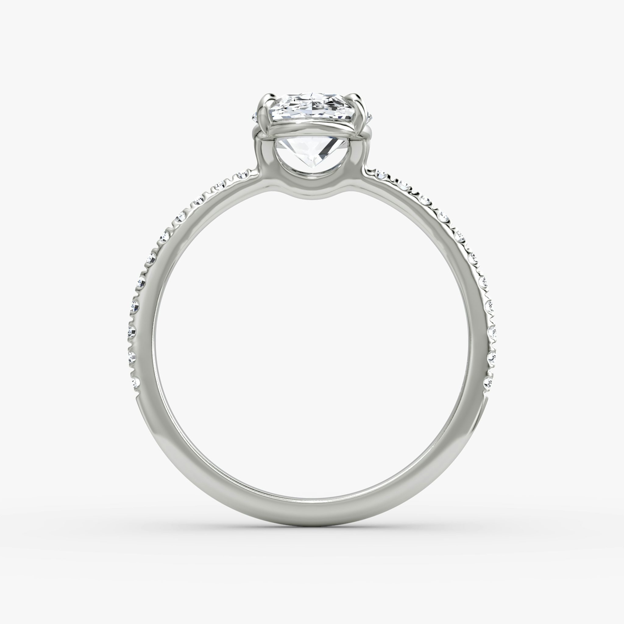 The Signature | Oval | 18k | White Gold | bandAccent: Pavé | bandWidth: standard | hiddenHalo: no | diamondOrientation: vertical | caratWeight: other