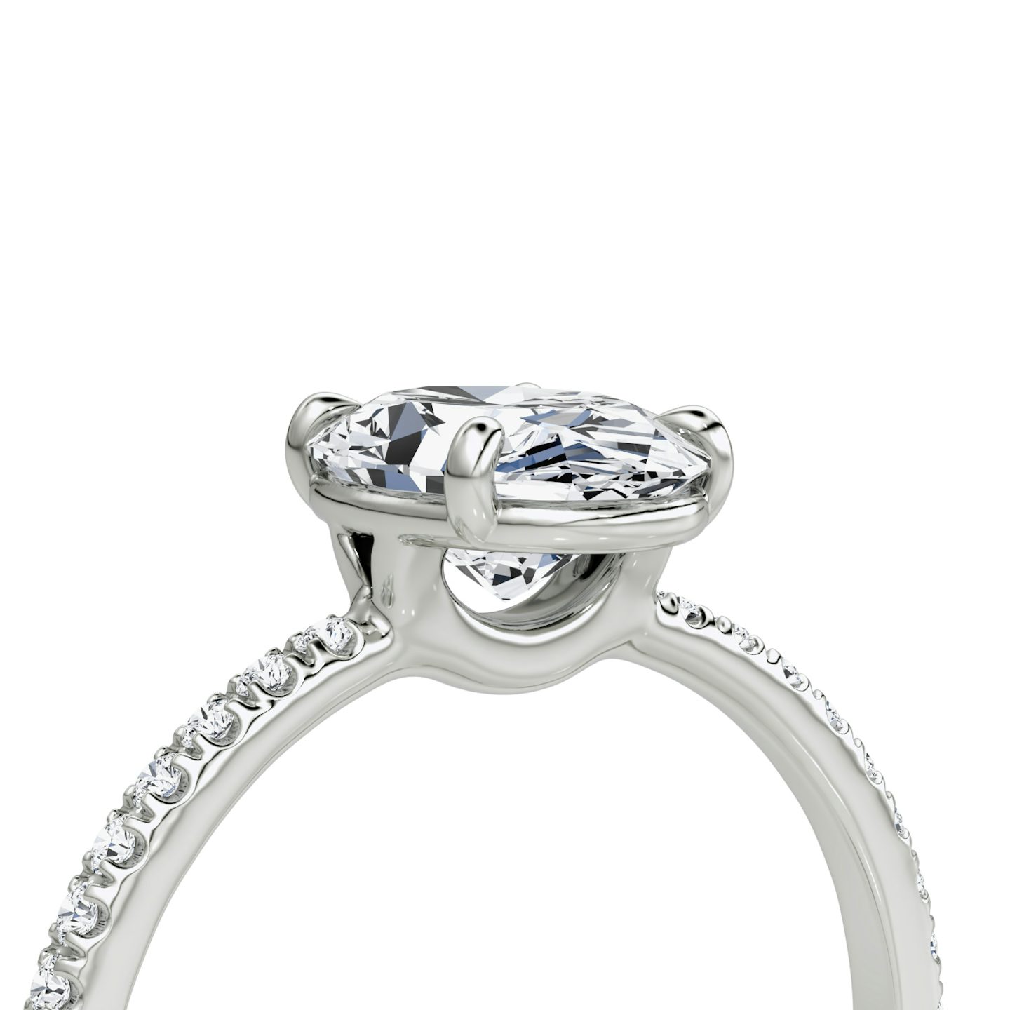 Anillo de compromiso Signature | Oval | Platino | bandAccent: Pavé | bandWidth: standard | hiddenHalo: no | diamondOrientation: vertical | caratWeight: other