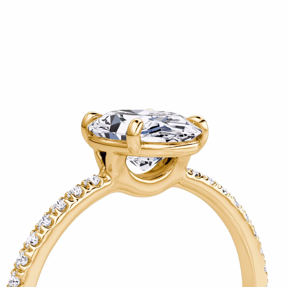 The Signature | Oval | 18k | Yellow Gold | bandAccent: Pavé | bandWidth: standard | hiddenHalo: no | diamondOrientation: vertical | caratWeight: other