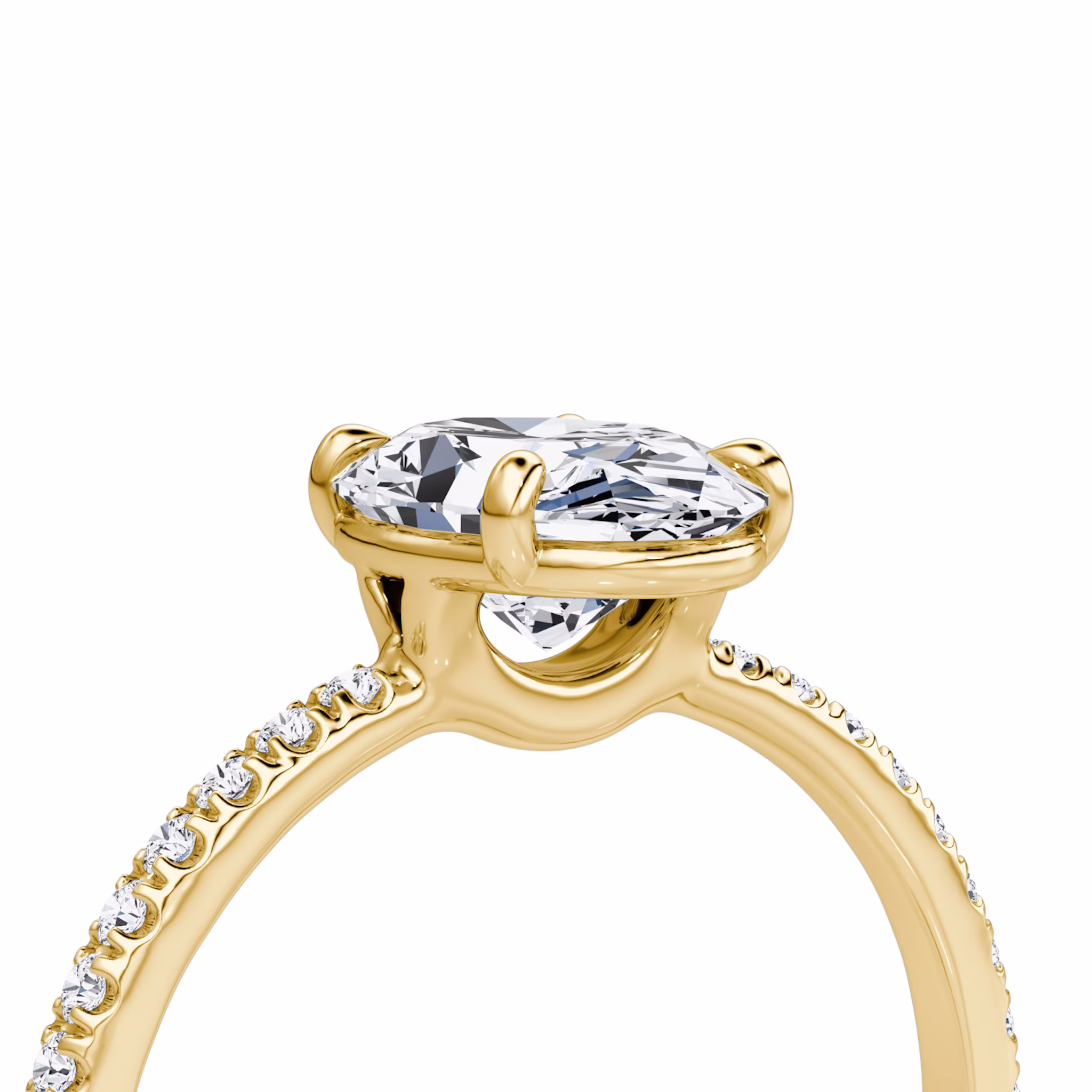 The Signature | Oval | 18k | Yellow Gold | bandAccent: Pavé | bandWidth: standard | hiddenHalo: no | diamondOrientation: vertical | caratWeight: other
