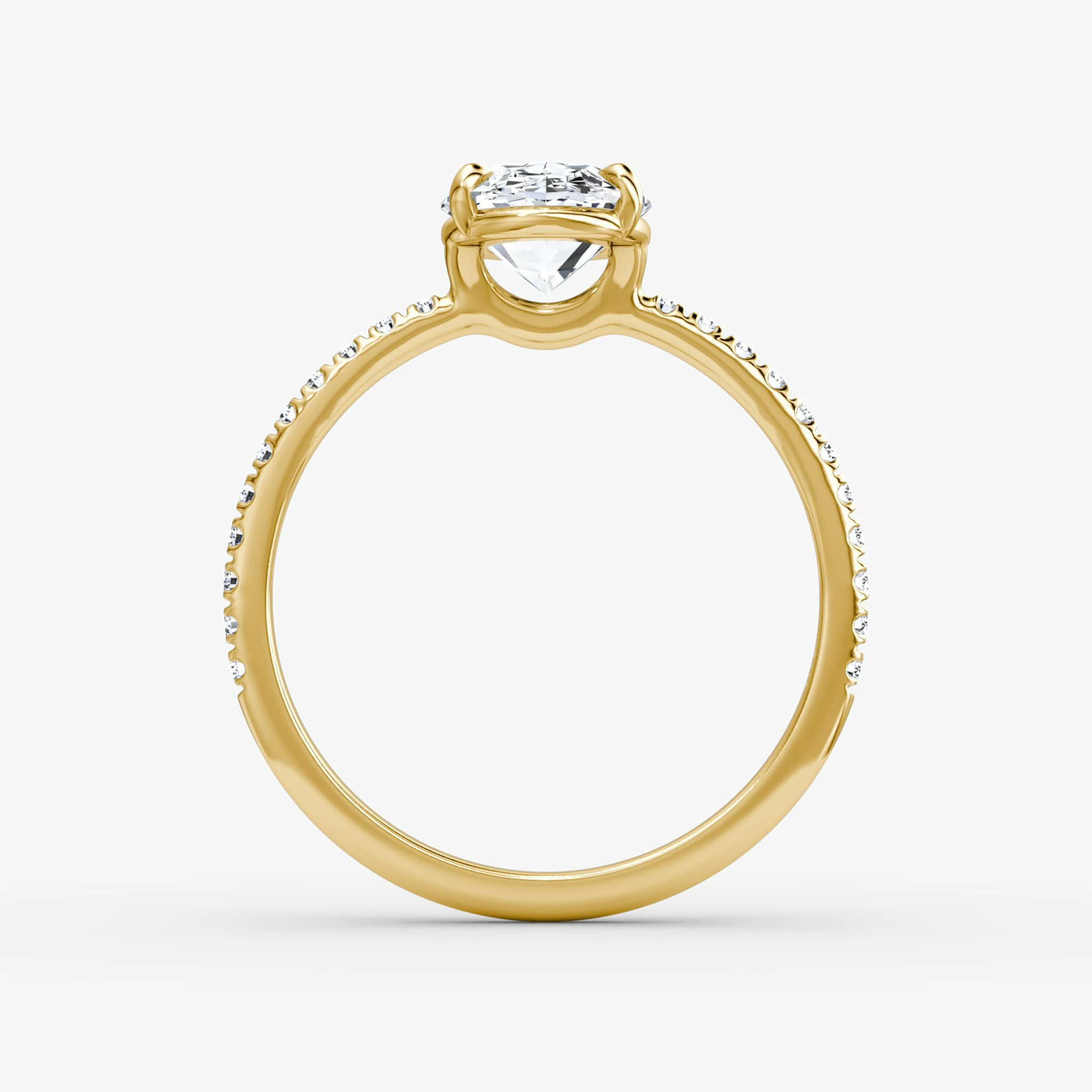 The Signature | Oval | 18k | Yellow Gold | bandAccent: Pavé | bandWidth: standard | hiddenHalo: no | diamondOrientation: vertical | caratWeight: other