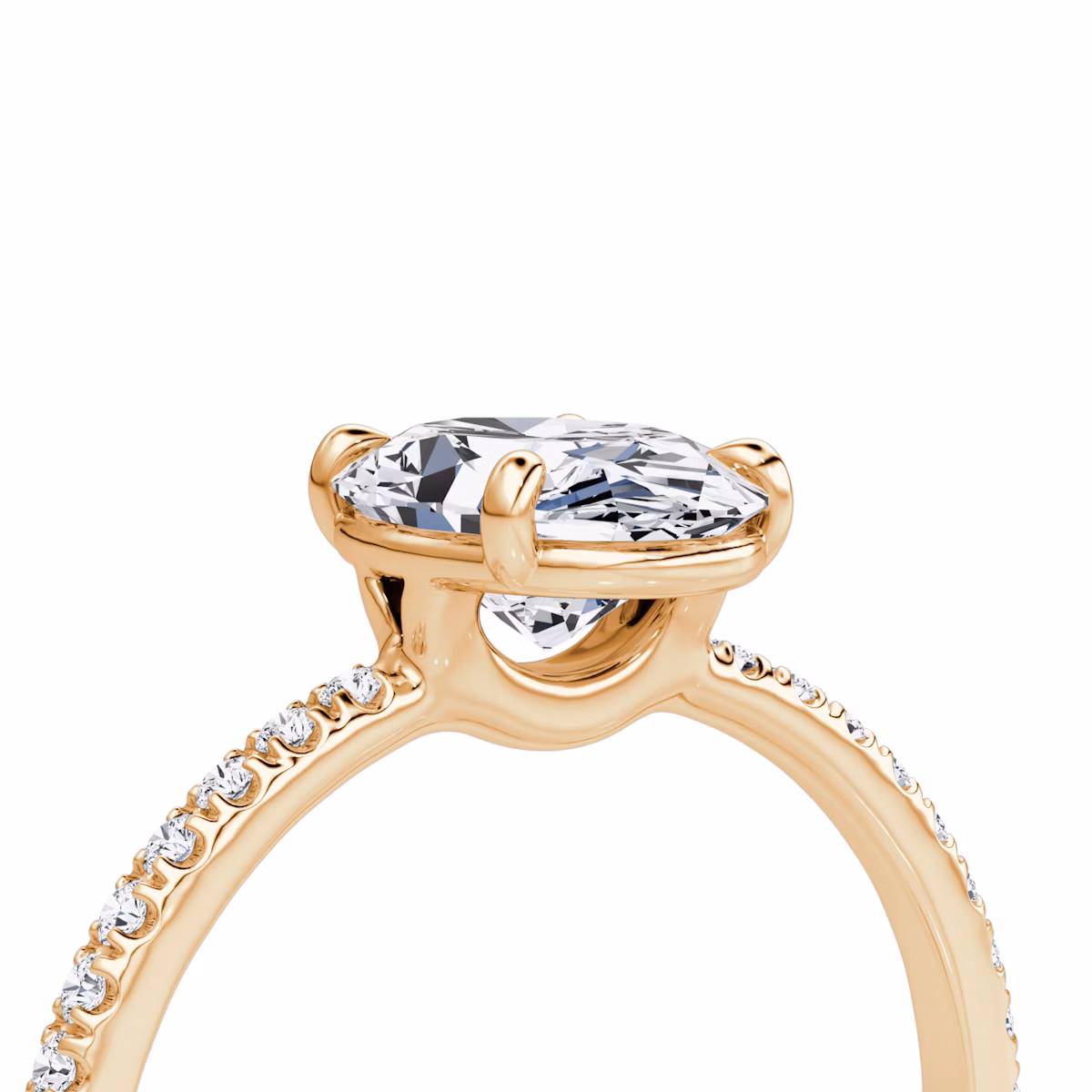 The Signature | Oval | 14k | Rose Gold | bandAccent: Pavé | bandWidth: standard | hiddenHalo: no | diamondOrientation: vertical | caratWeight: other
