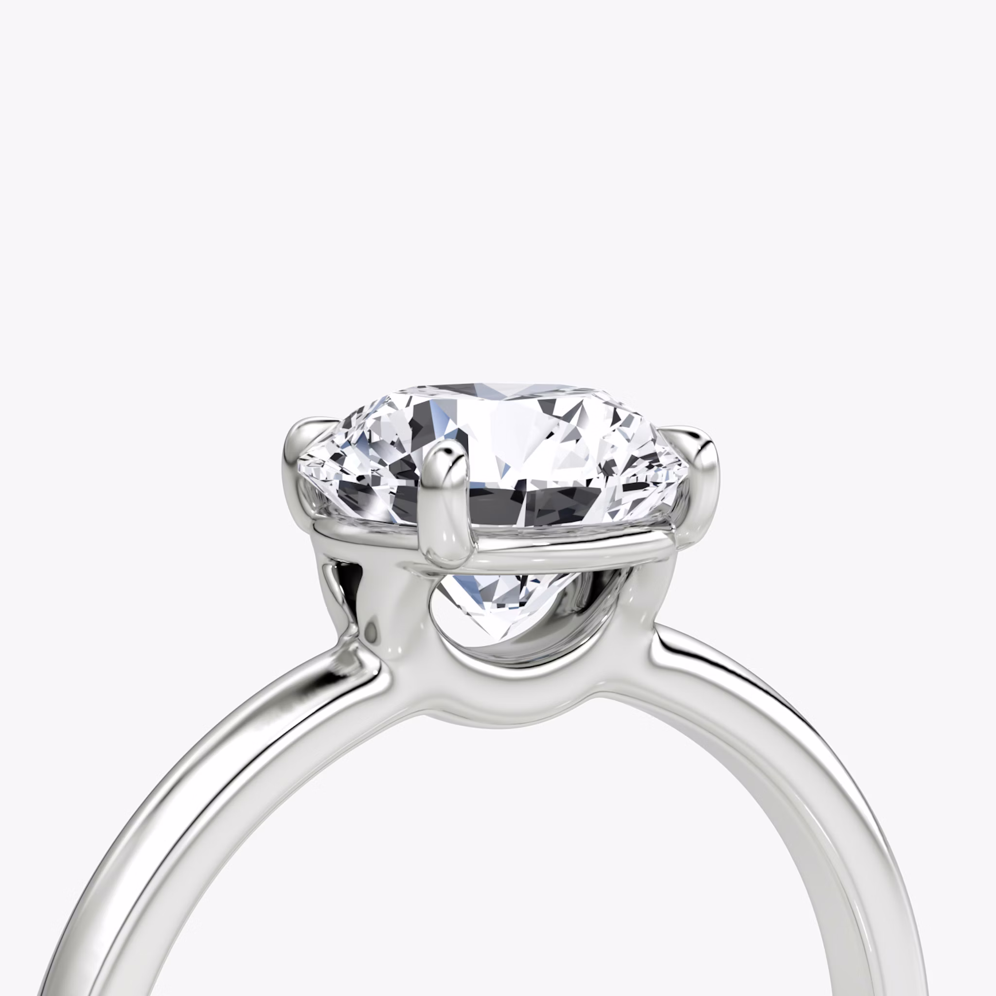 The Signature | Round Brilliant | Platinum | bandAccent: Plain | bandWidth: standard | caratWeight: 1.0ct | hiddenHalo: no | diamondOrientation: vertical