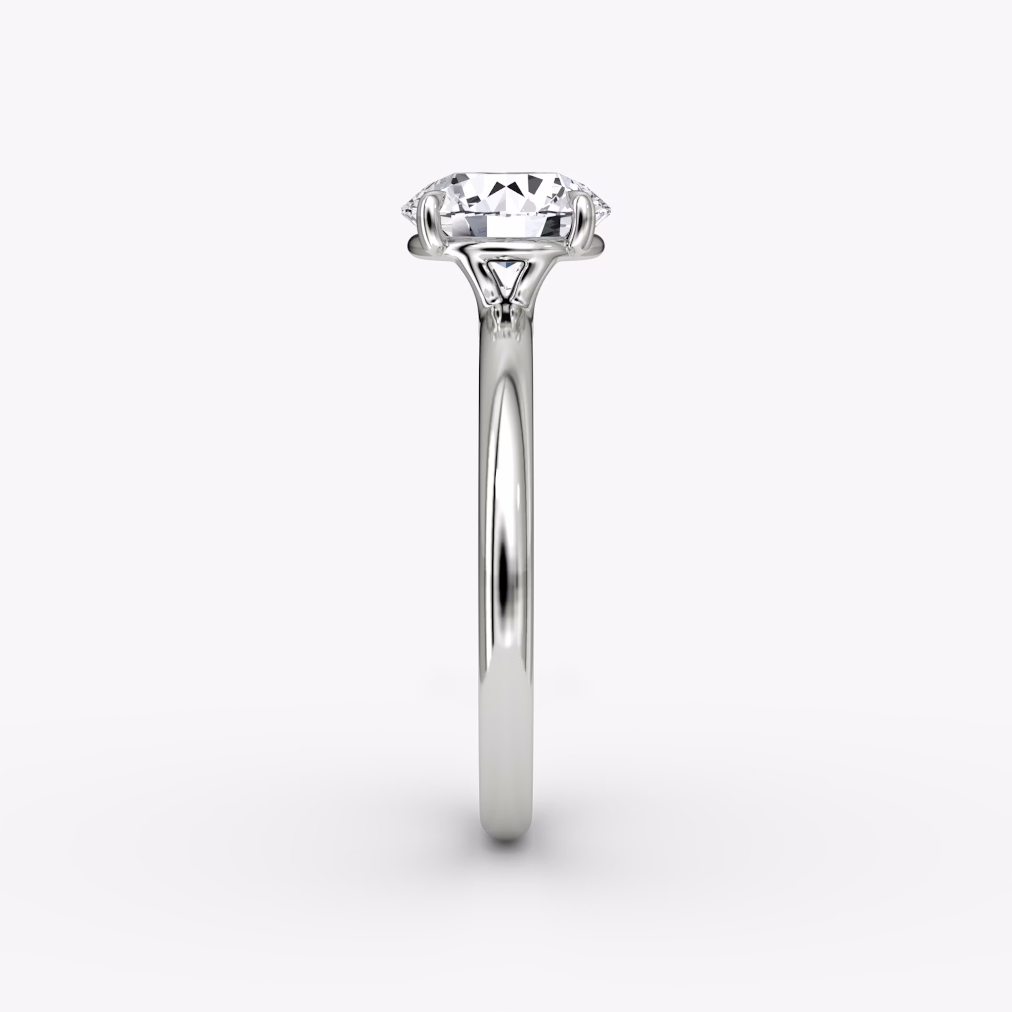 The Signature | Round Brilliant | Platinum | bandAccent: Plain | bandWidth: standard | caratWeight: 1.0ct | hiddenHalo: no | diamondOrientation: vertical