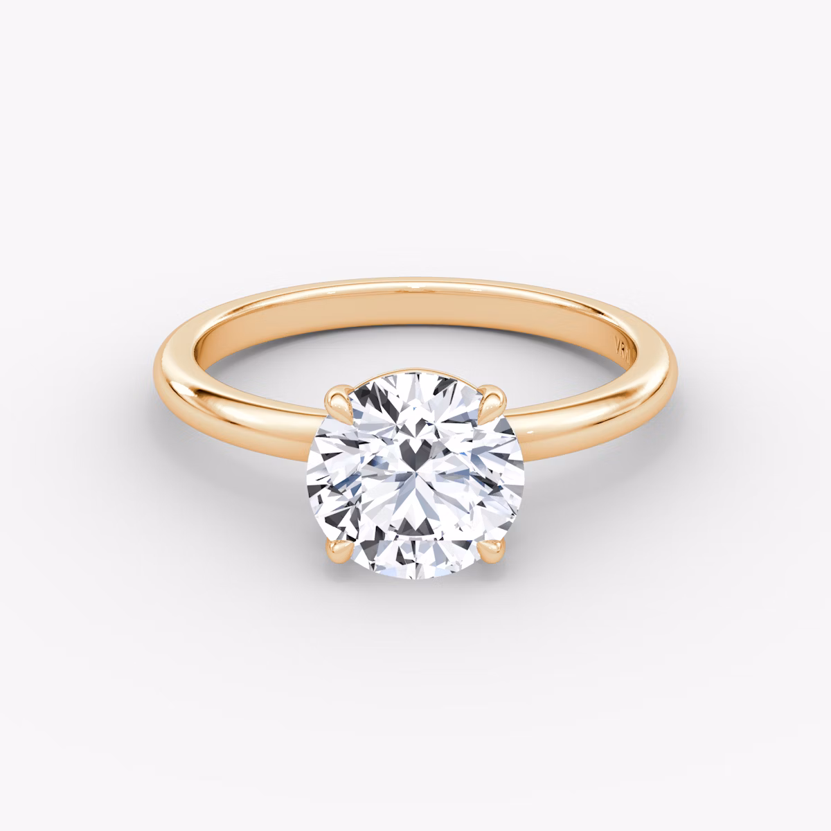 The Signature | Round Brilliant | 14k | Rose Gold | bandAccent: Plain | bandWidth: standard | caratWeight: 1.5ct | hiddenHalo: no | diamondOrientation: vertical