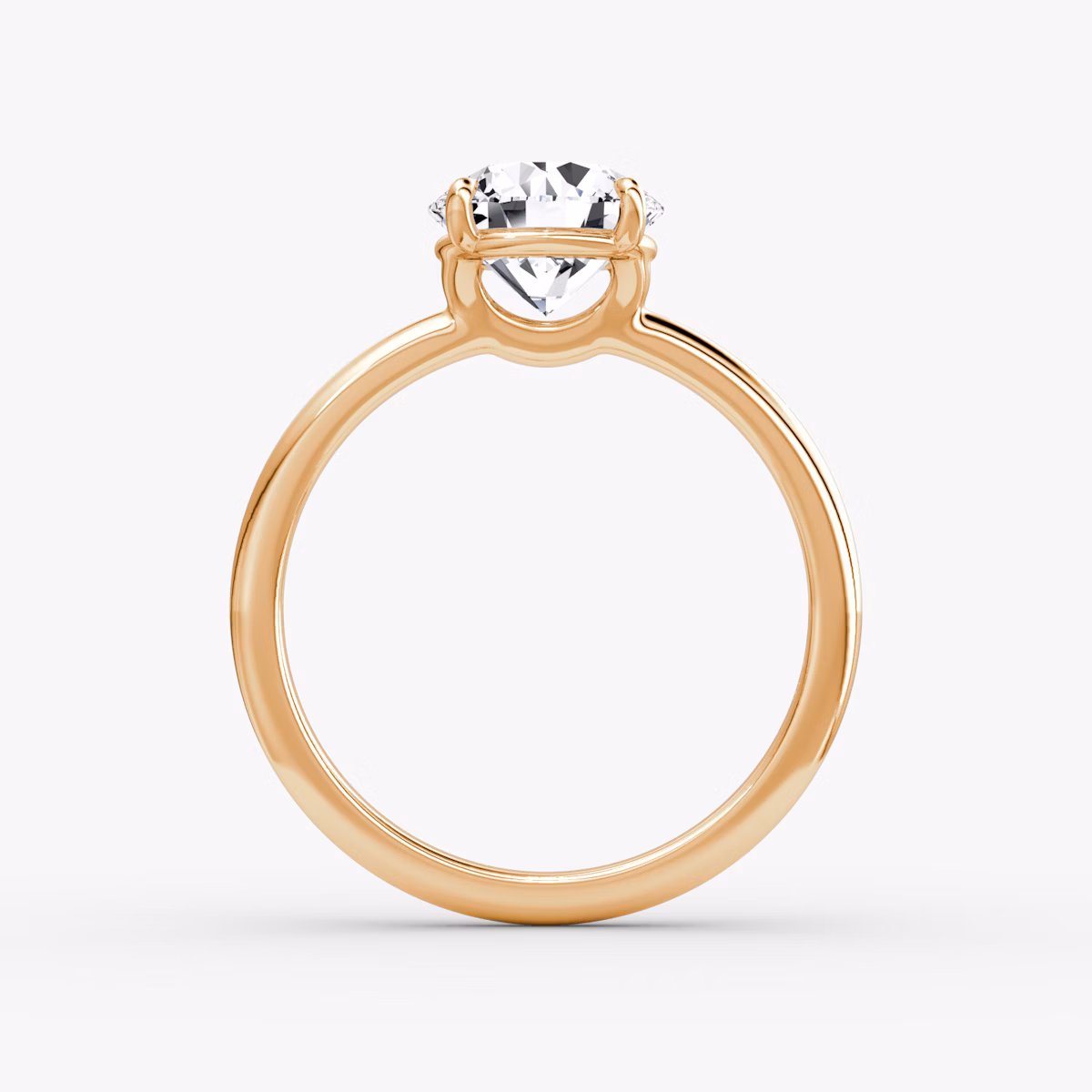 The Signature | Round Brilliant | 14k | Rose Gold | bandAccent: Plain | bandWidth: standard | caratWeight: 1.5ct | hiddenHalo: no | diamondOrientation: vertical