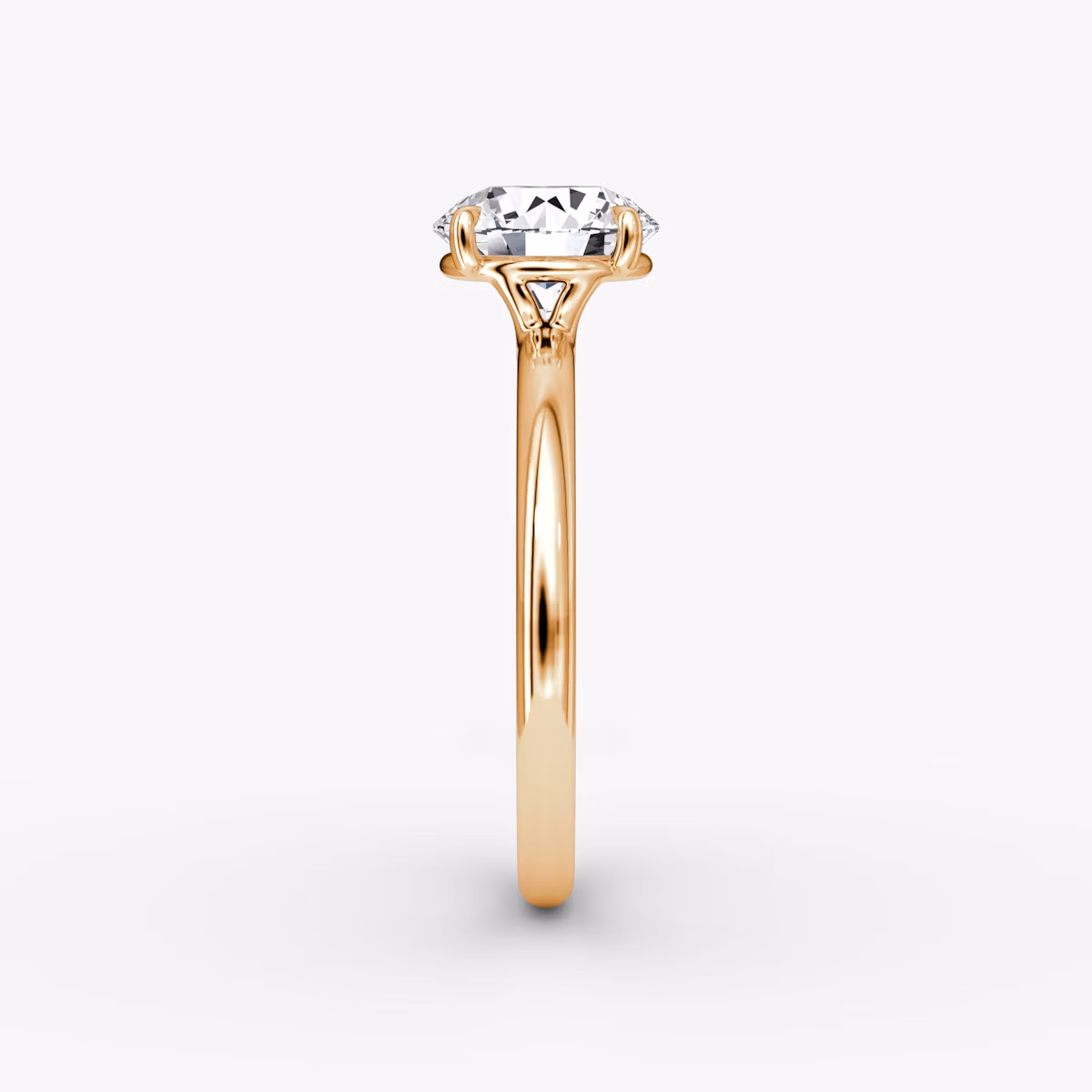 The Signature | Round Brilliant | 14k | Rose Gold | bandAccent: Plain | bandWidth: standard | caratWeight: 1.5ct | hiddenHalo: no | diamondOrientation: vertical