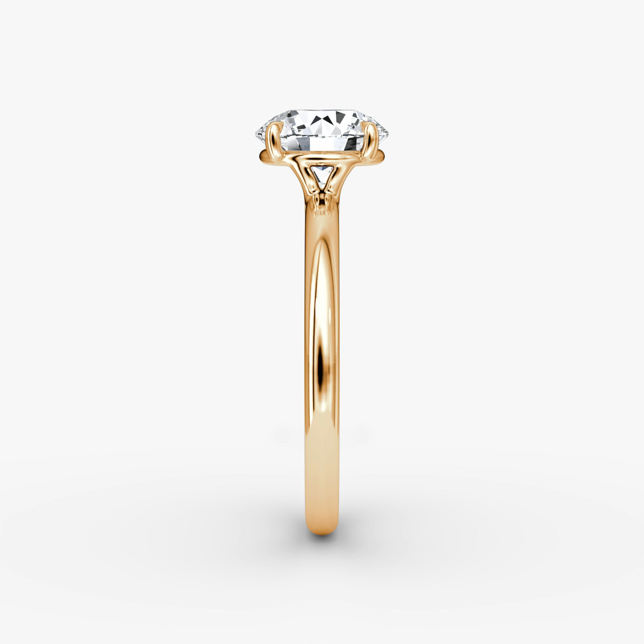 The Signature | Round Brilliant | 14k | Rose Gold | bandAccent: Plain | bandWidth: standard | caratWeight: 1.0ct | hiddenHalo: no | diamondOrientation: vertical