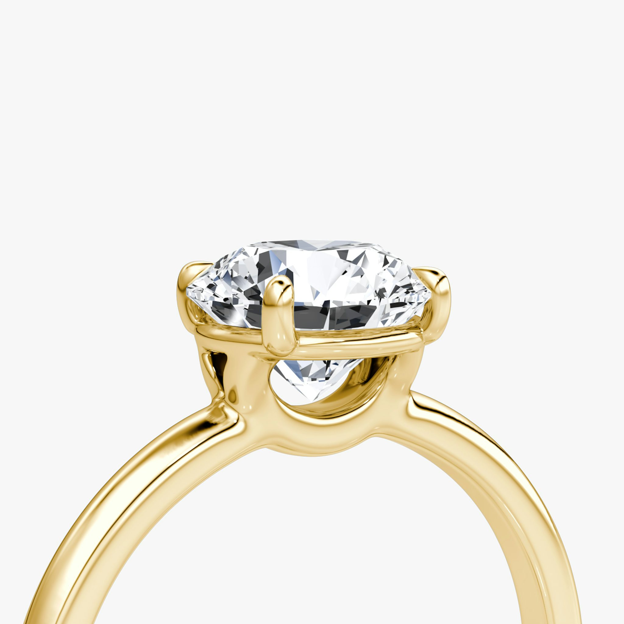 The Signature | Round Brilliant | 18k | Yellow Gold | bandAccent: Plain | bandWidth: standard | caratWeight: 1.0ct | hiddenHalo: no | diamondOrientation: horizontal
