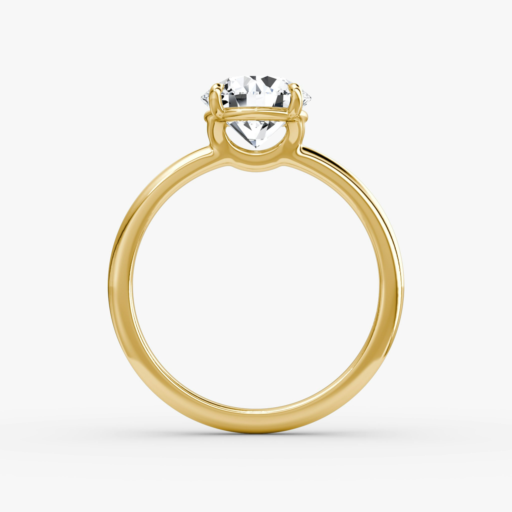 The Signature | Round Brilliant | 18k | Yellow Gold | bandAccent: Plain | bandWidth: standard | caratWeight: 1.0ct | hiddenHalo: no | diamondOrientation: horizontal