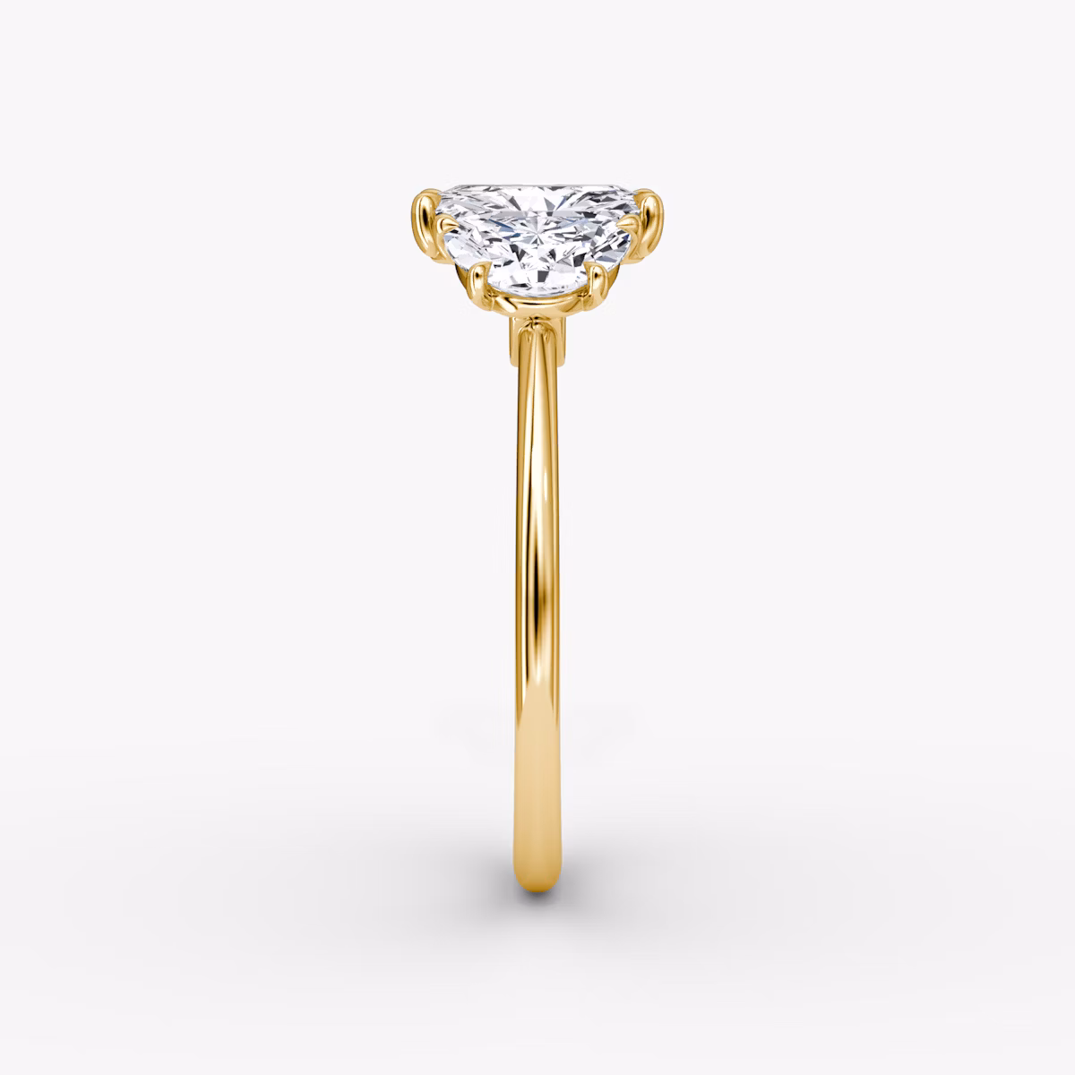 The Three Stone | Radiant | 18k | Yellow Gold | bandAccent: Plain | sideStoneCarat: 0.50ct | sideStoneShape: Half Moon | diamondOrientation: vertical | caratWeight: other