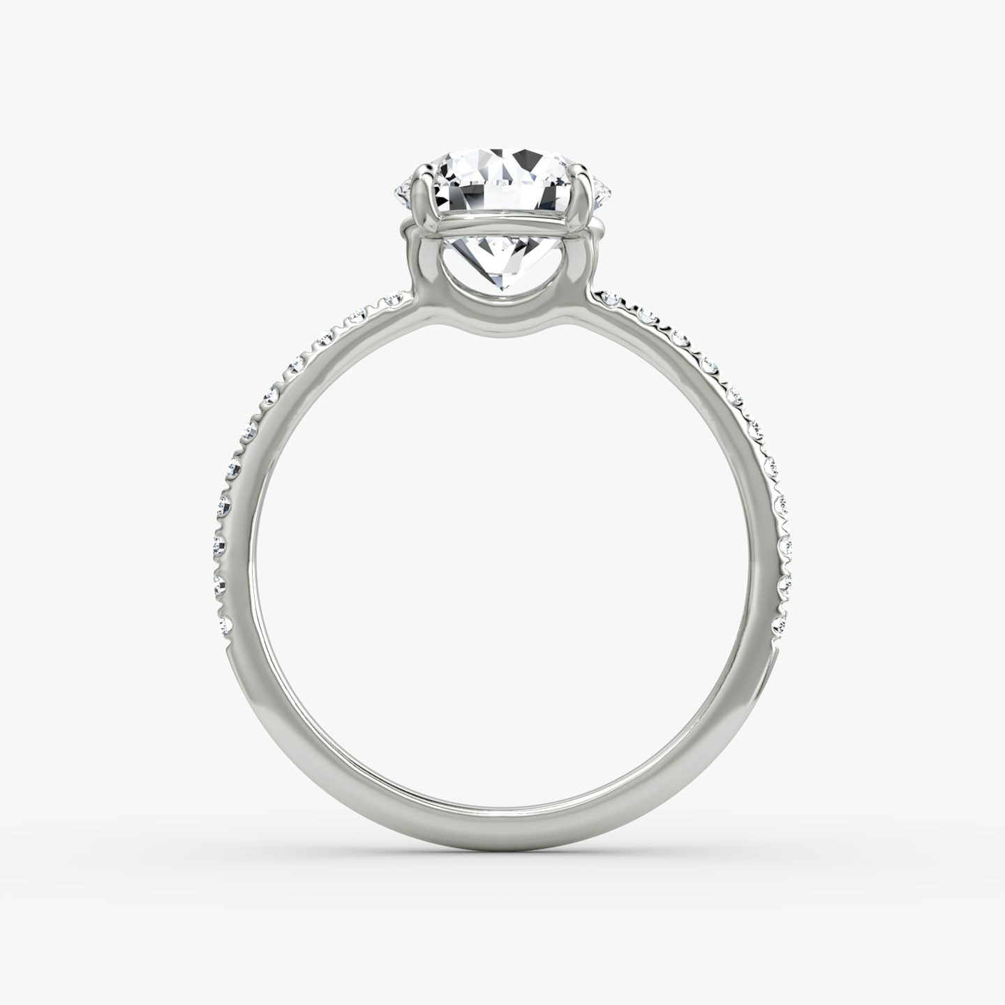 The Signature | Round Brilliant | 18k | White Gold | bandAccent: Pavé | bandWidth: standard | caratWeight: 2.0ct | hiddenHalo: no | diamondOrientation: vertical
