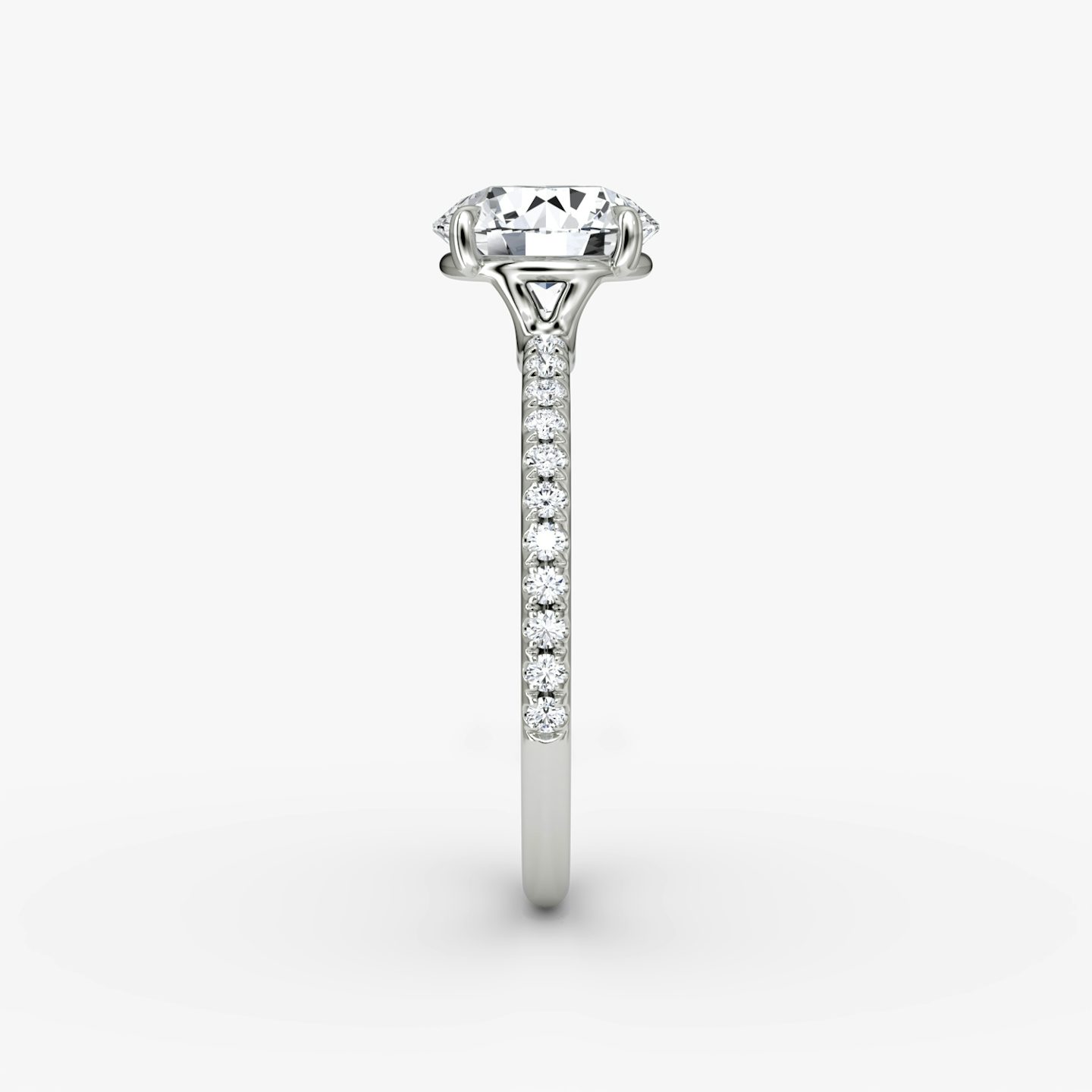 The Signature | Round Brilliant | 18k | White Gold | bandAccent: Pavé | bandWidth: standard | caratWeight: 2.0ct | hiddenHalo: no | diamondOrientation: vertical