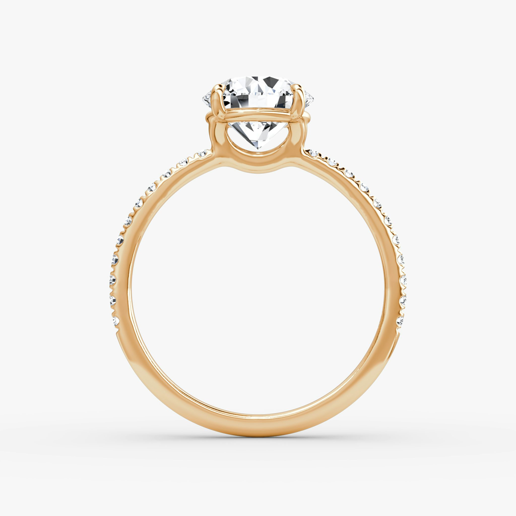 Signature | Rund | 14k | Roségold | bandAccent: Mit Pavé-Besatz | bandWidth: standard | caratWeight: other | hiddenHalo: no | diamondOrientation: vertical