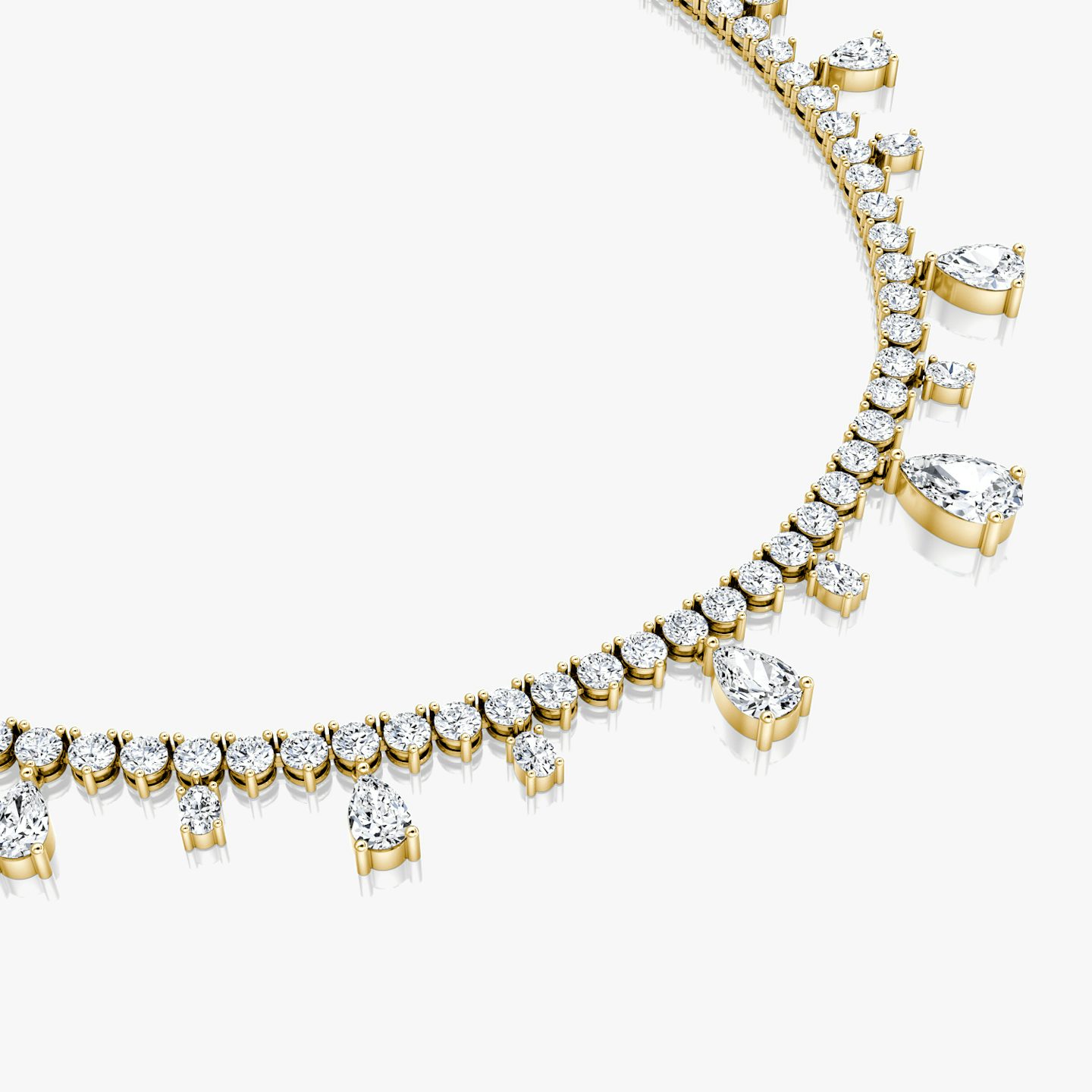 Mixed Pear Drop Tennis Necklace | Pear | 14k | Yellow Gold | diamondtype: pear+oval | chainLength: 20