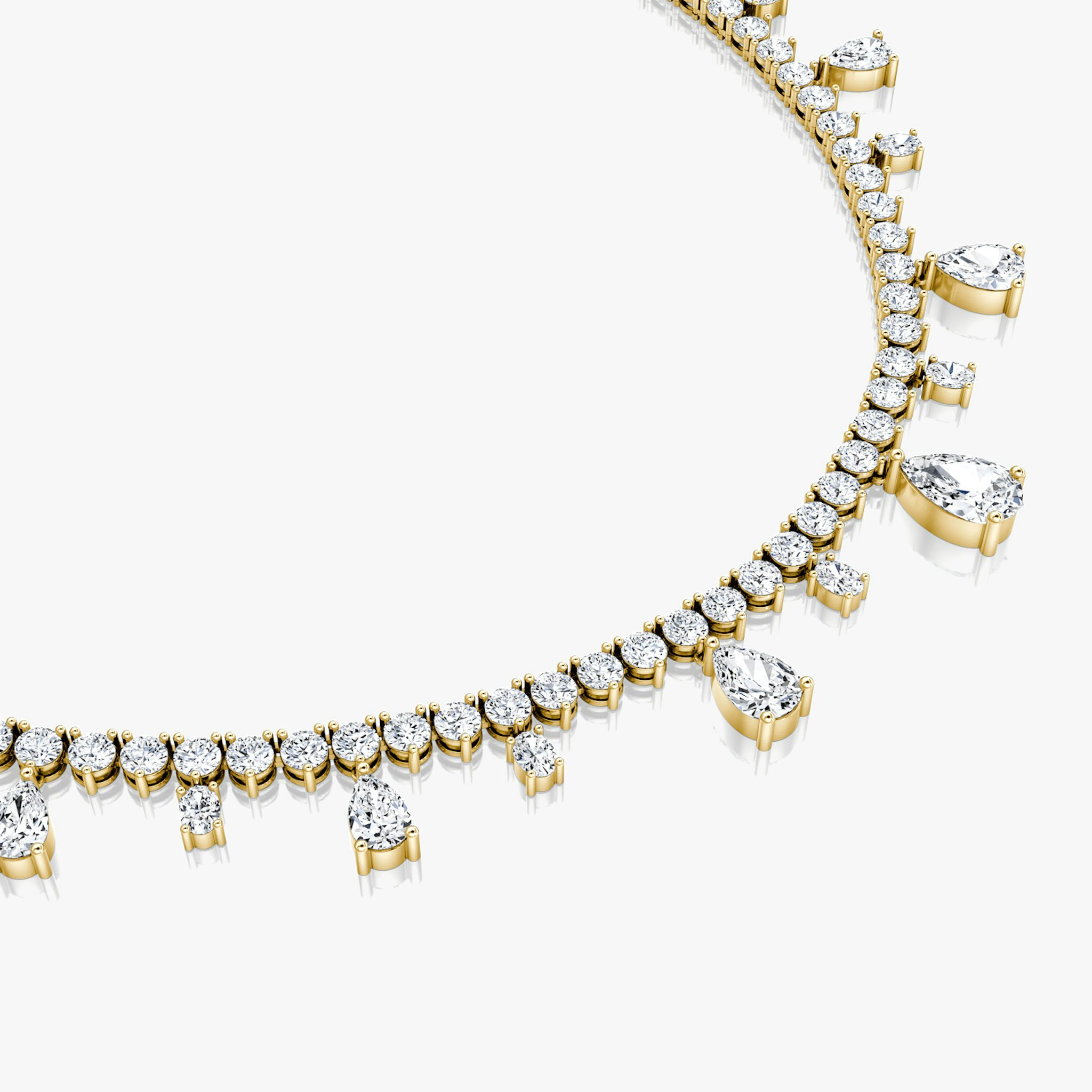 Mixed Pear Drop Tennis Necklace | Pear | 14k | Yellow Gold | diamondtype: pear+oval | chainLength: 20