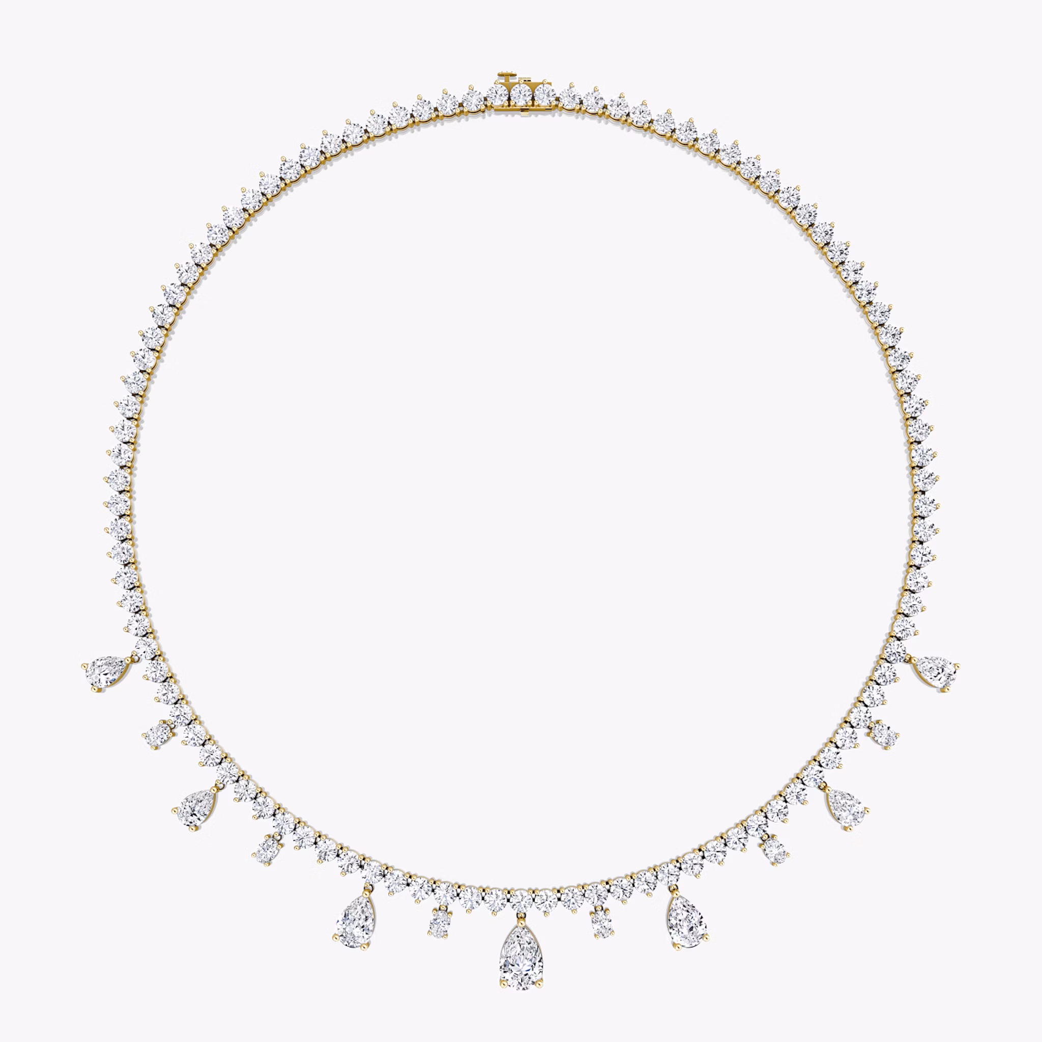 Mixed Pear Drop Tennis Necklace | Pear | 14k | Yellow Gold | diamondtype: pear+oval | chainLength: 20
