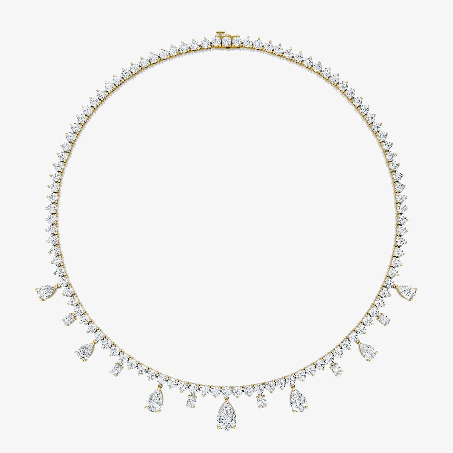 Mixed Pear Drop Tennis Necklace | Pear | 14k | Yellow Gold | diamondtype: pear+oval | chainLength: 20