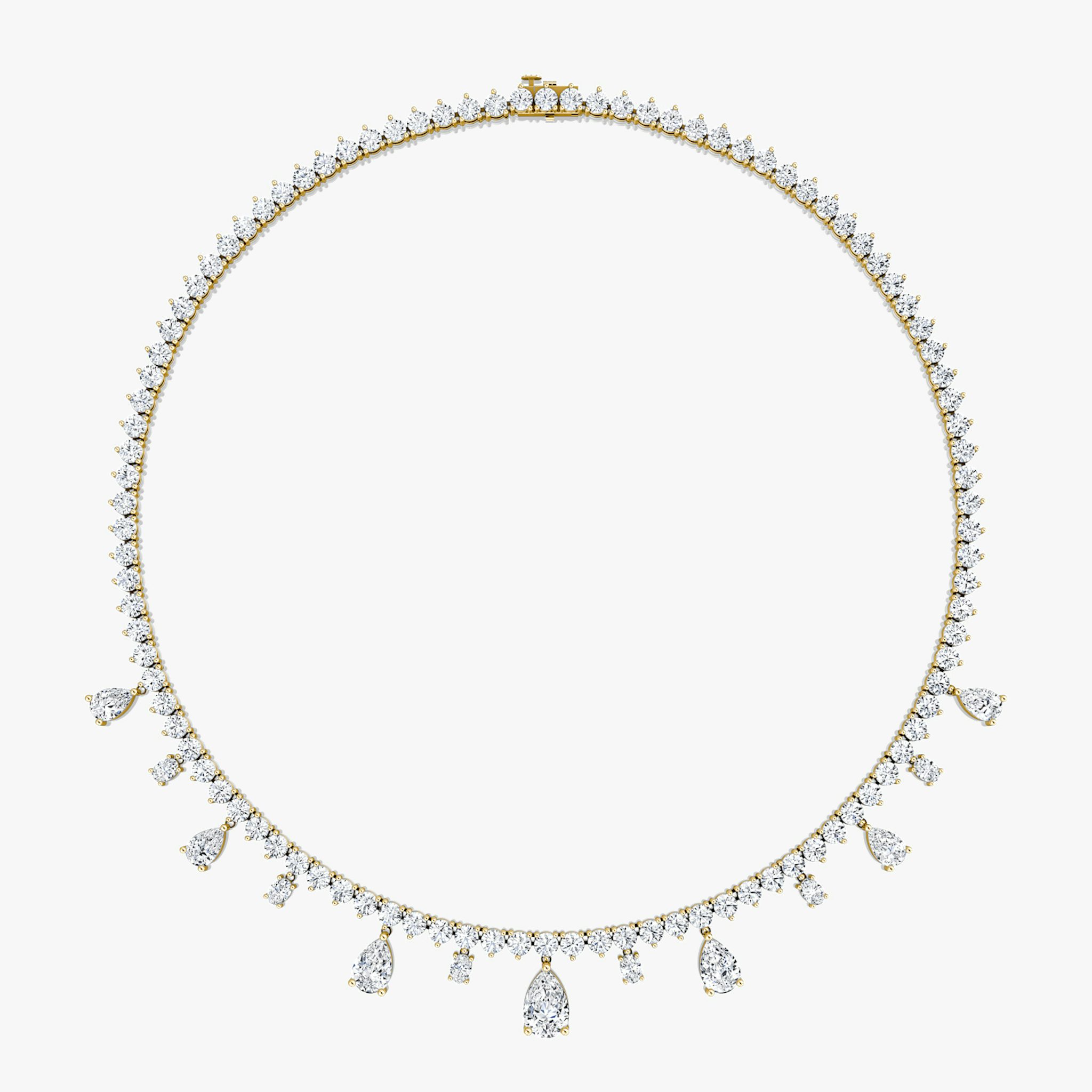 Mixed Pear Drop Tennis Necklace | Pear | 14k | Yellow Gold | diamondtype: pear+oval | chainLength: 20