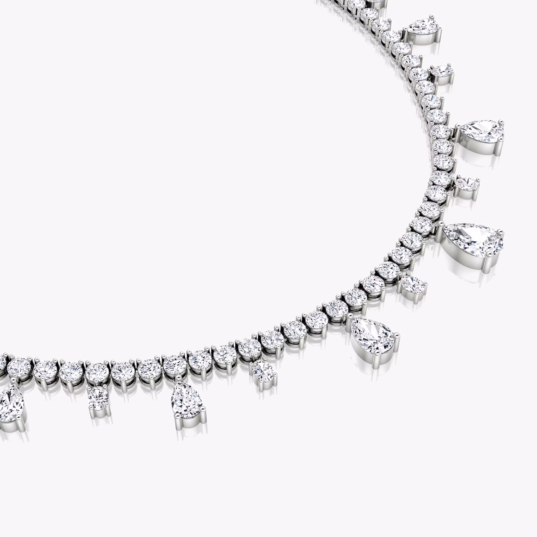 Mixed Pear Drop Tennis Necklace | Pear | 14k | White Gold | diamondtype: pear+oval | chainLength: 20