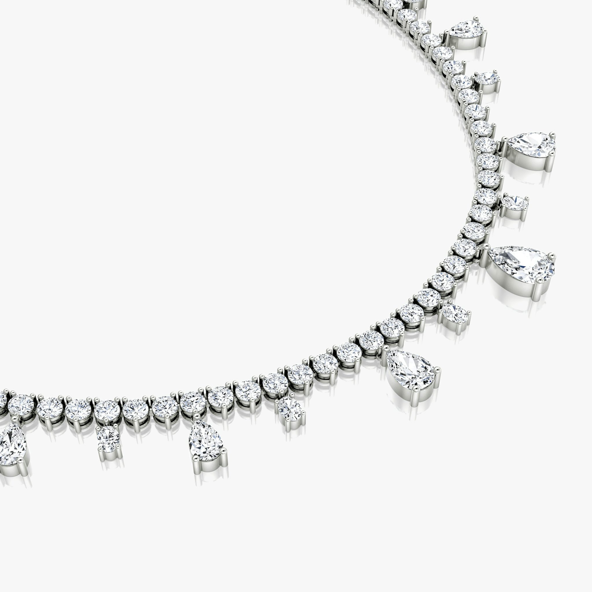 Mixed Pear Drop Tennis Necklace | Pear | 14k | White Gold | diamondtype: pear+oval | chainLength: 20