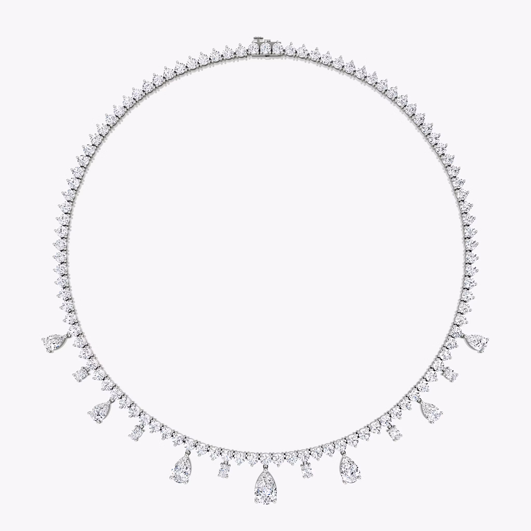 Mixed Pear Drop Tennis Necklace | Pear | 14k | White Gold | diamondtype: pear+oval | chainLength: 20