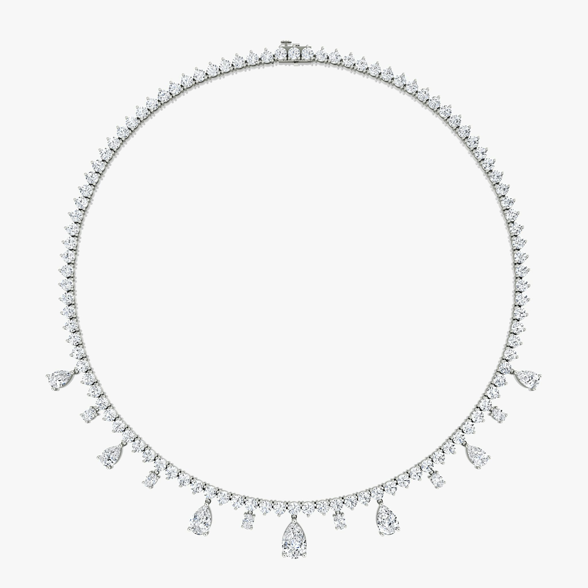 Mixed Pear Drop Tennis Necklace | Pear | 14k | White Gold | diamondtype: pear+oval | chainLength: 20