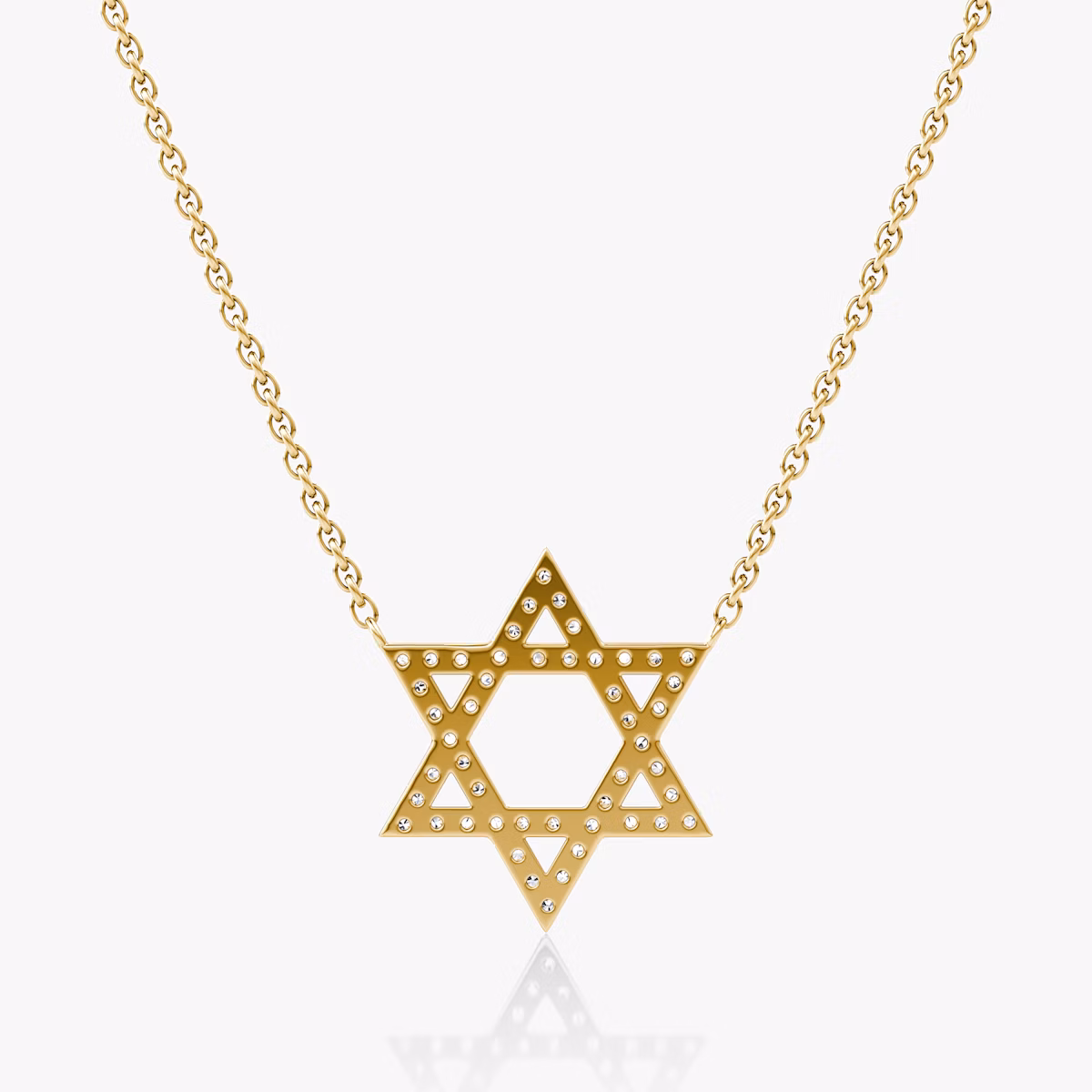 Pavé Star Necklace | Round Brilliant | 14k | Yellow Gold | chainLength: 16-18