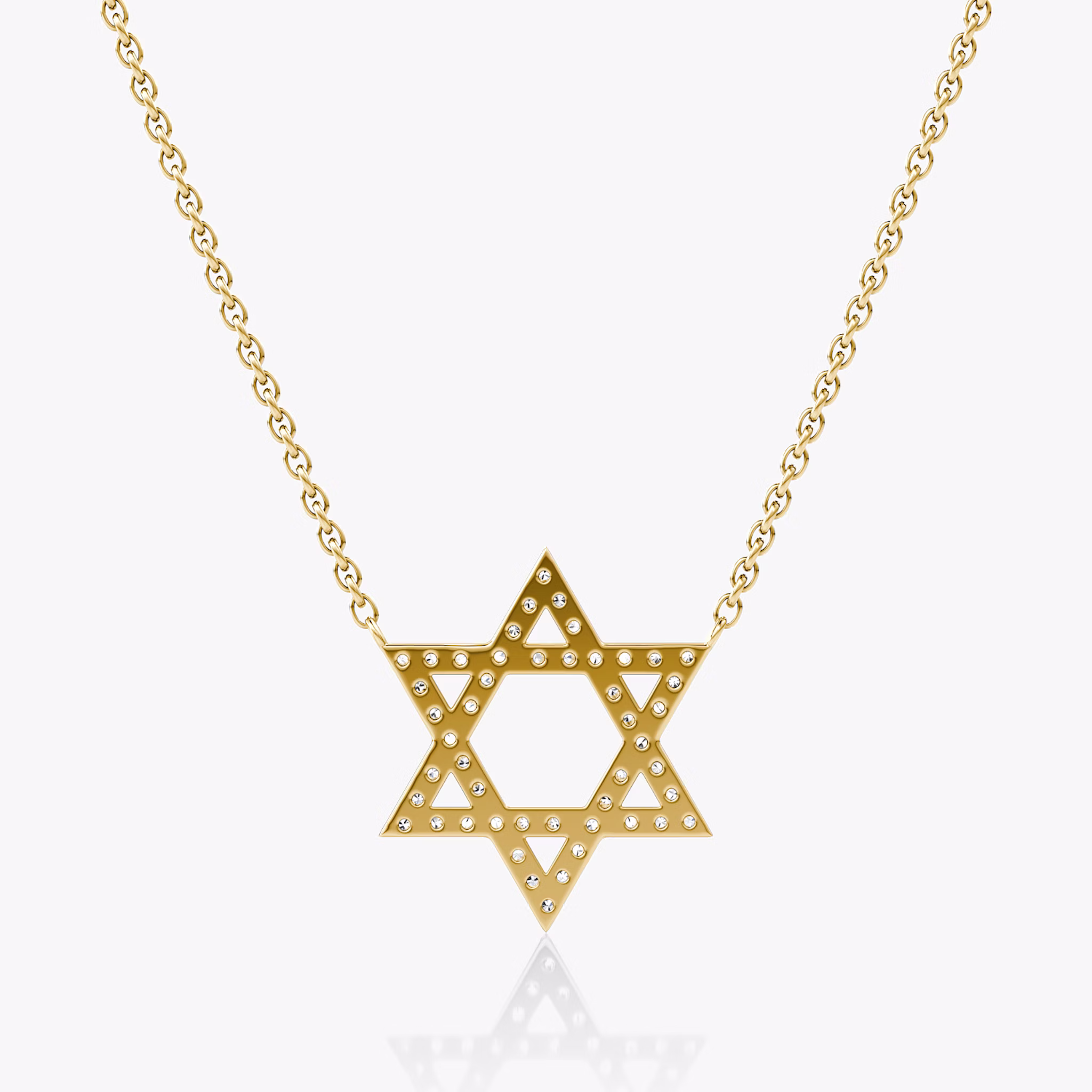 Pavé Star Necklace | Round Brilliant | 14k | Yellow Gold | chainLength: 16-18