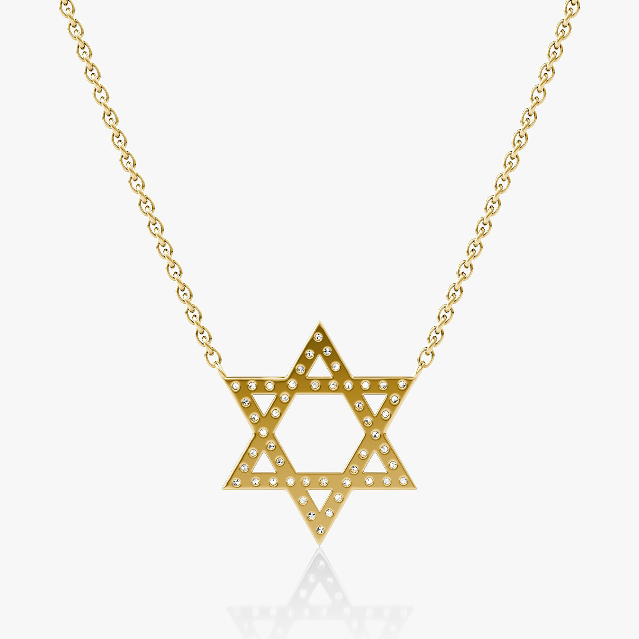 Pavé Star Necklace | Round Brilliant | 14k | Yellow Gold | chainLength: 16-18
